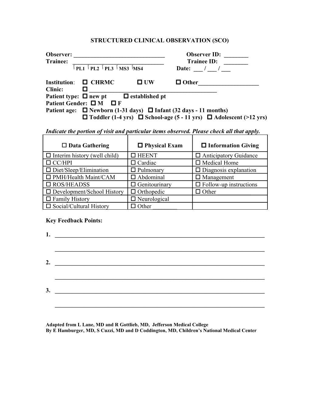 Structured Clinical Observation