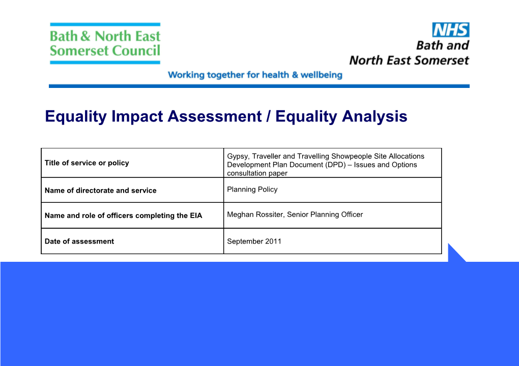 Equality Impact Assessment / Equality Analysis