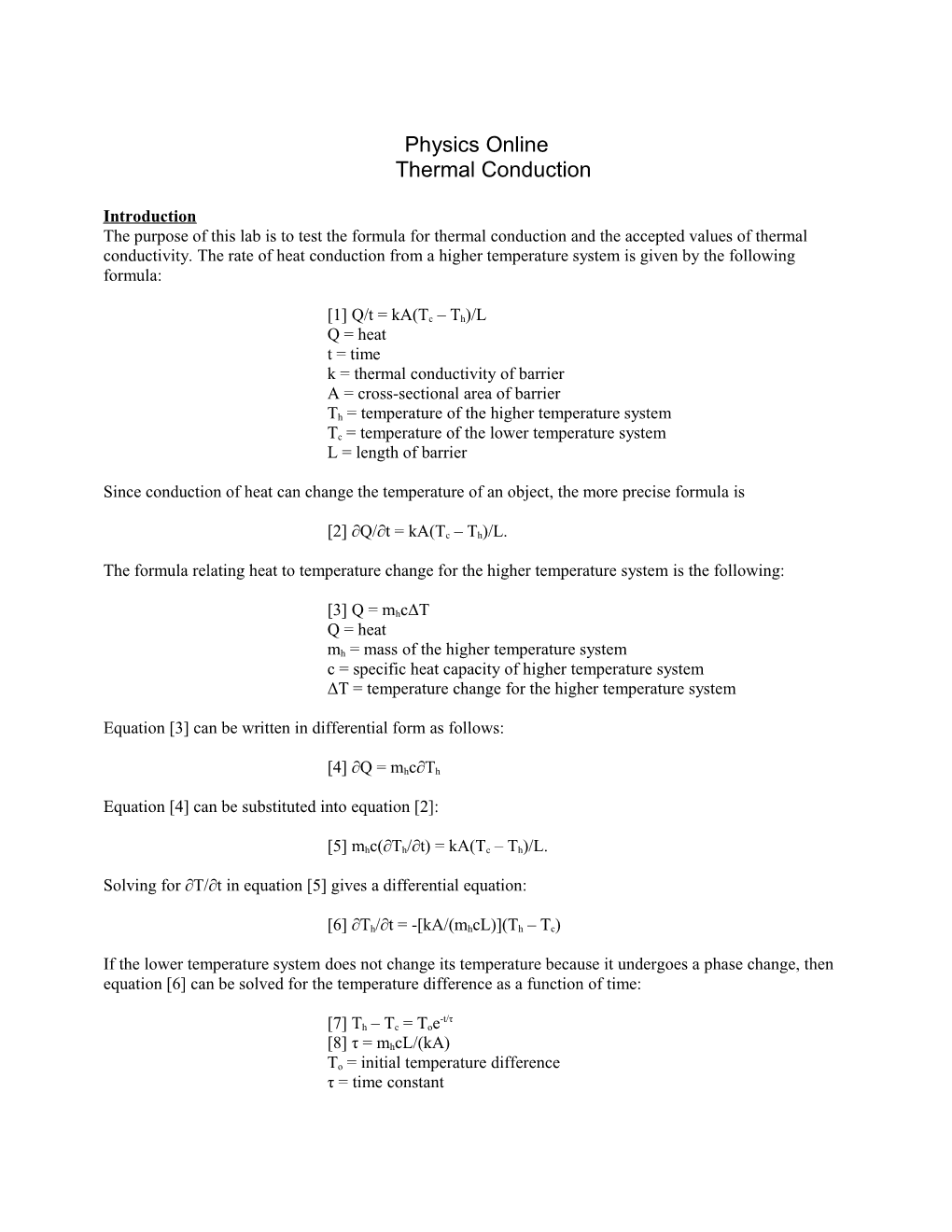 Physics Onlinethermal Conduction