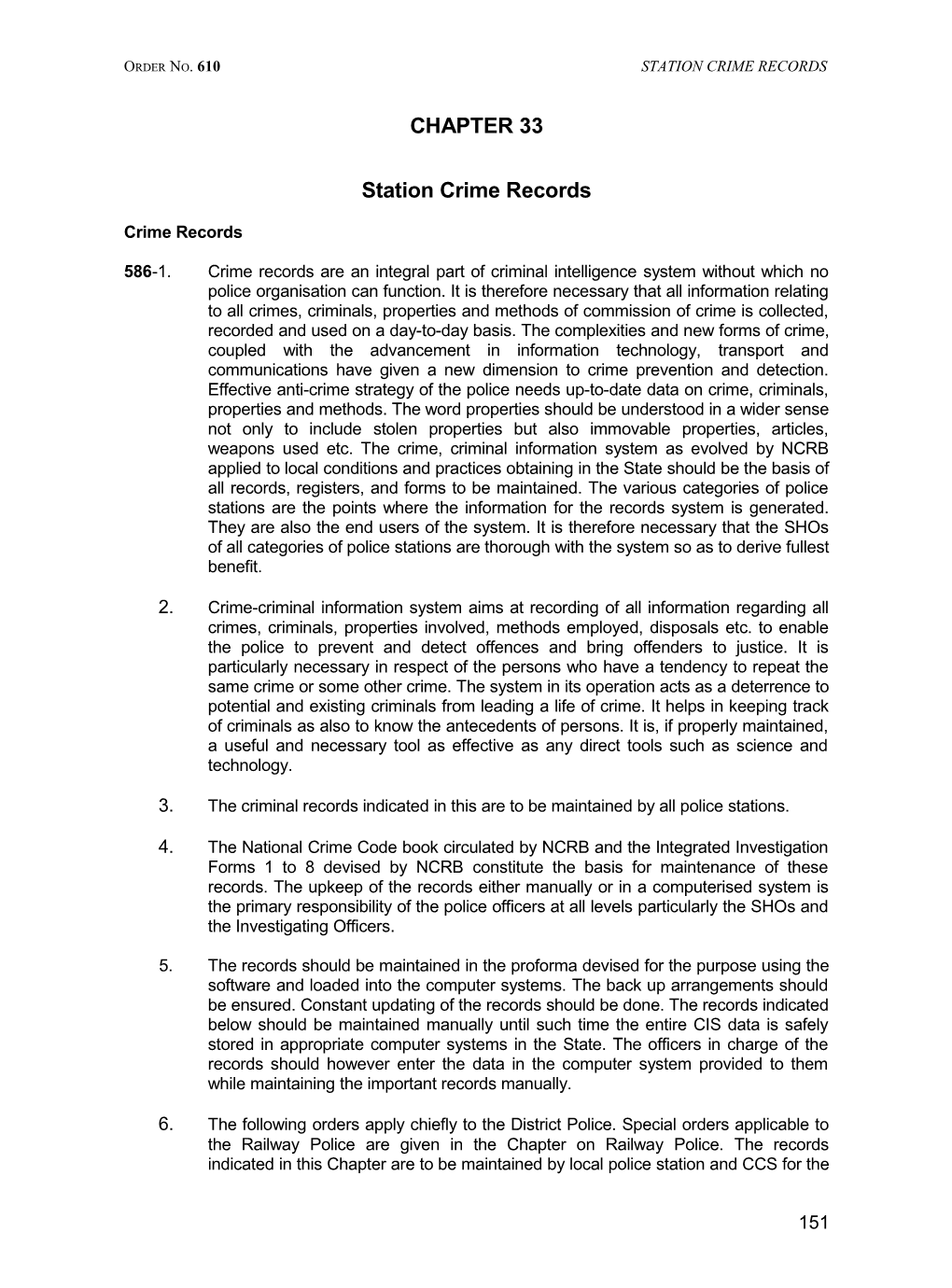 Order No. 610 STATION CRIME RECORDS