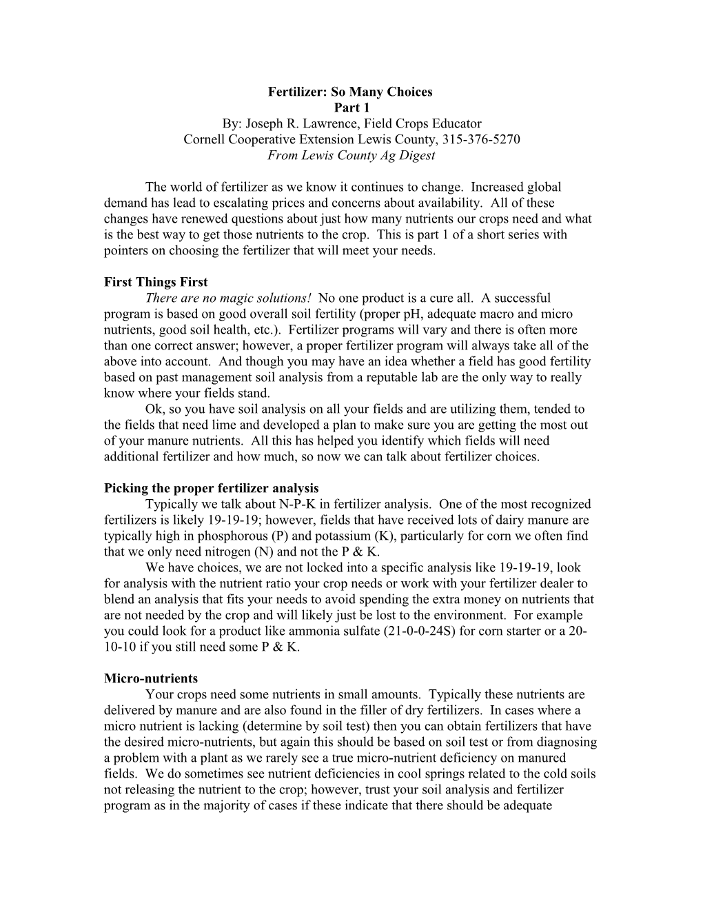 Comparing Liquid and Dry Fertilizer