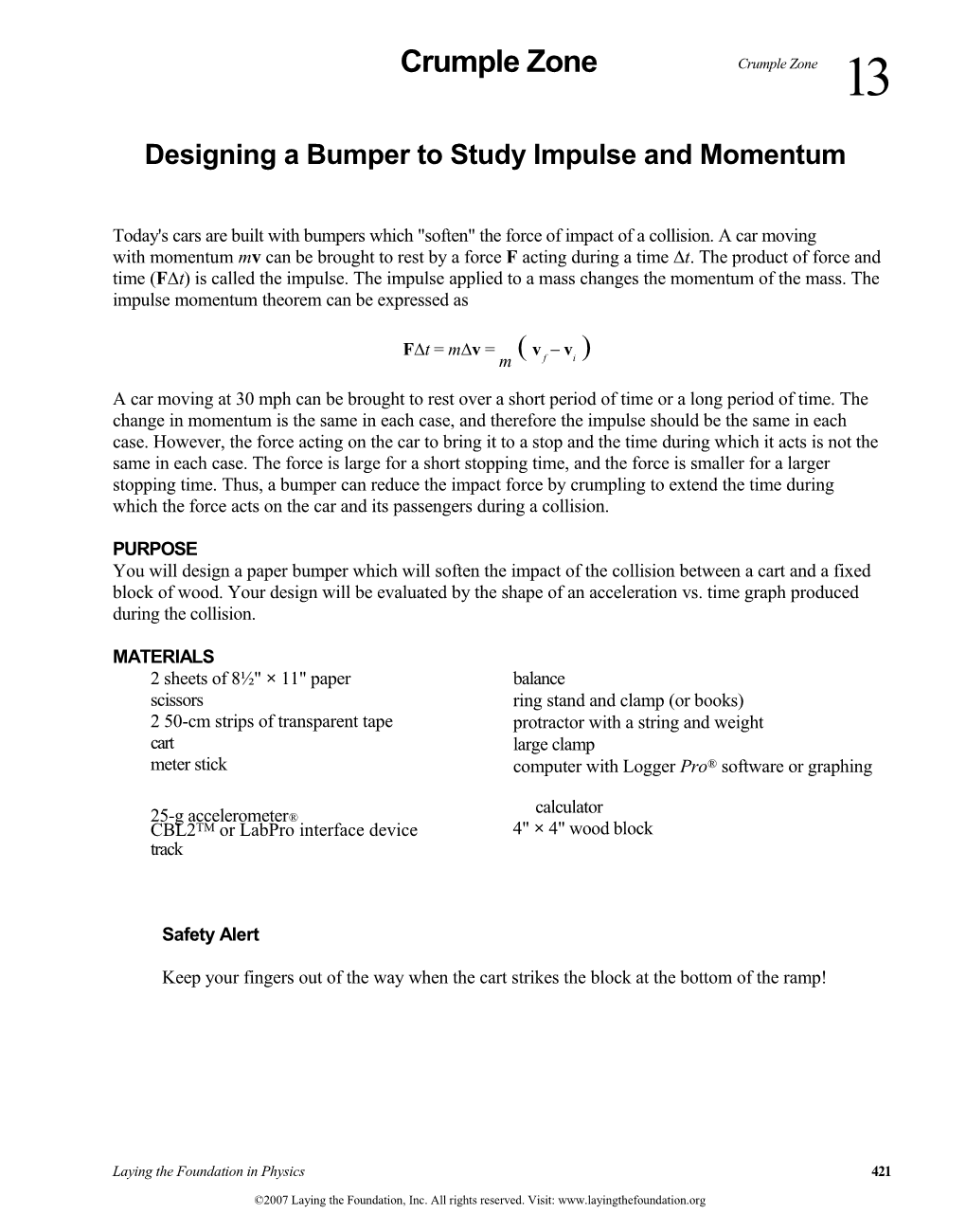 Designing a Bumper to Study Impulse and Momentum
