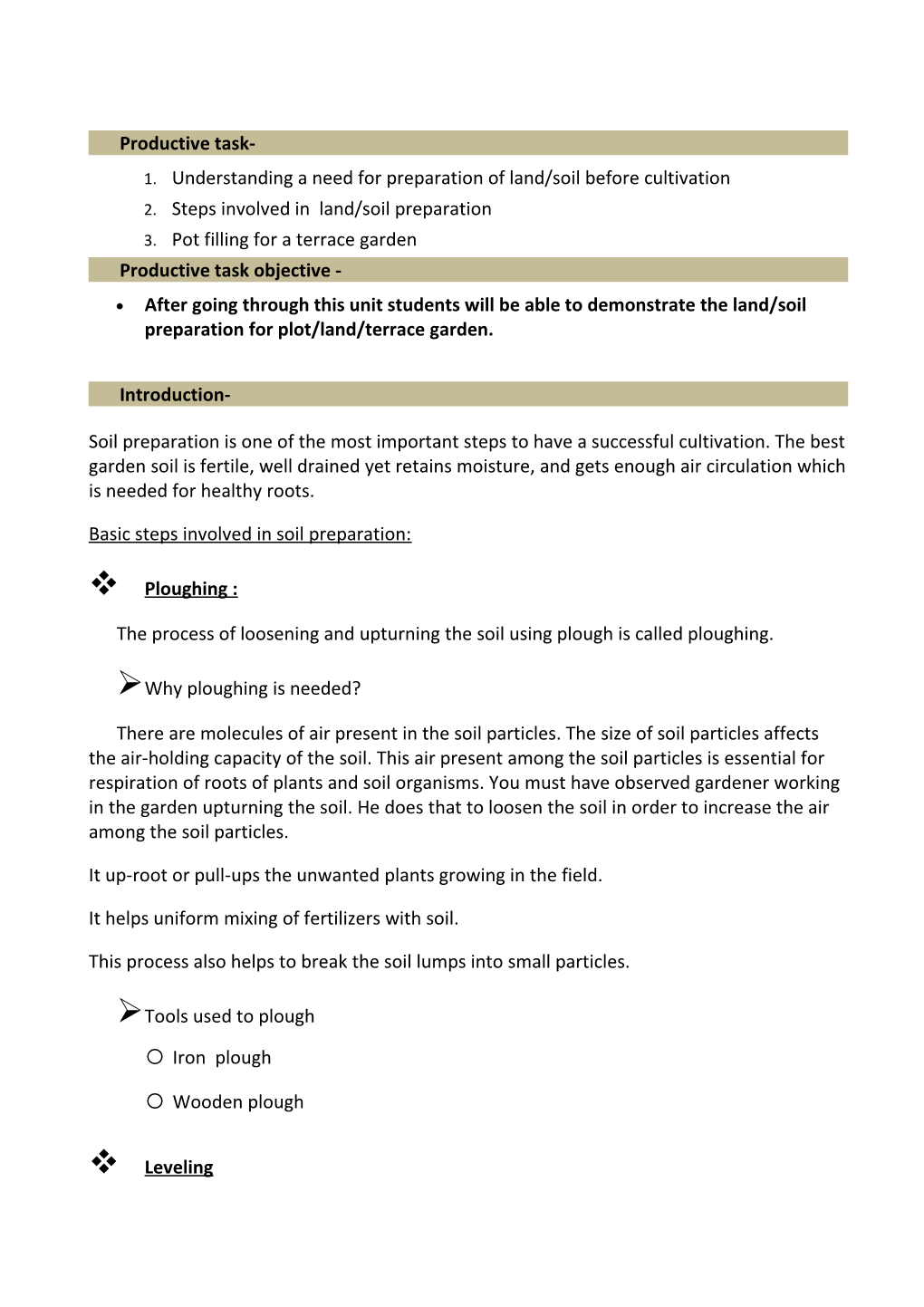 1. Understanding a Need for Preparation of Land/Soil Before Cultivation