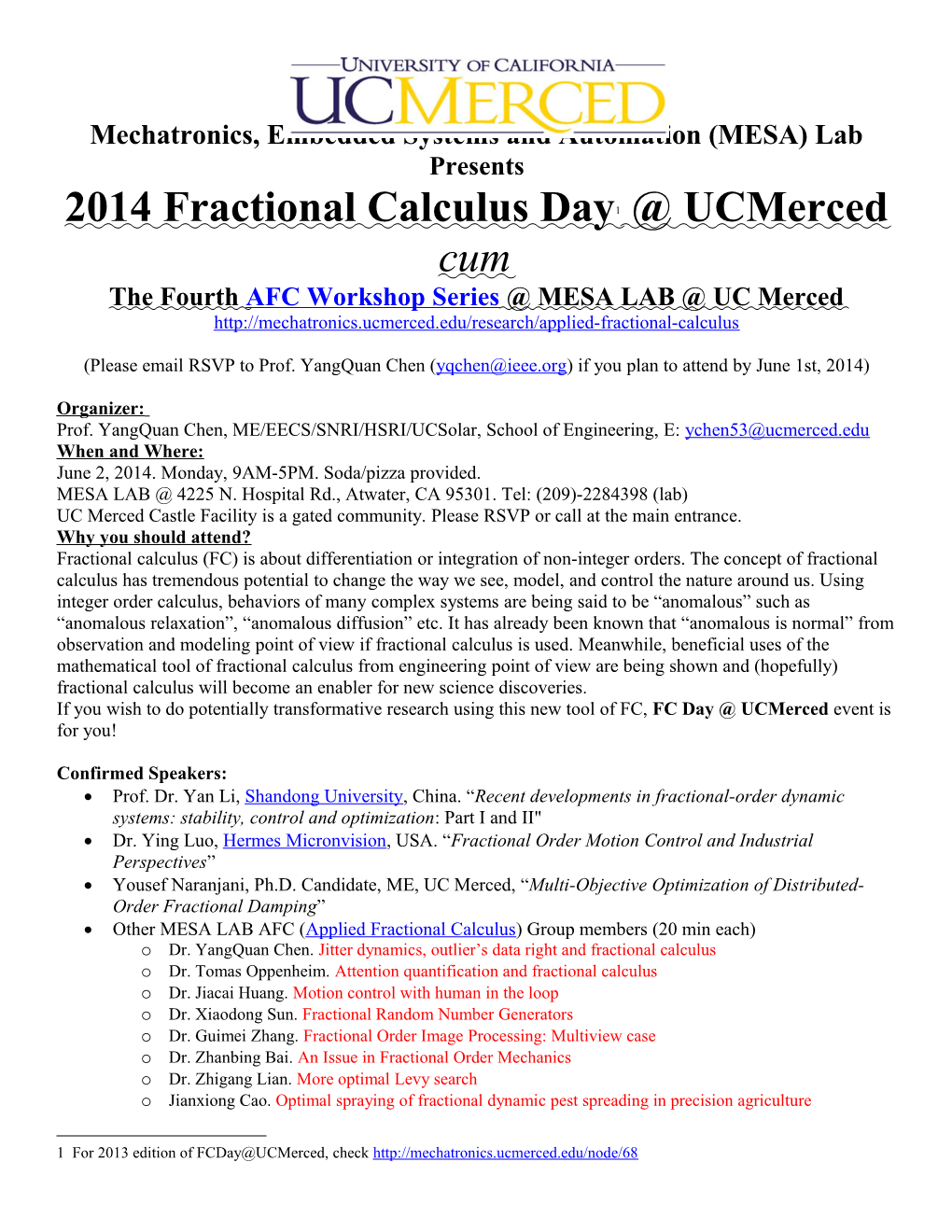 FC Day UC Merced 2014 Edition