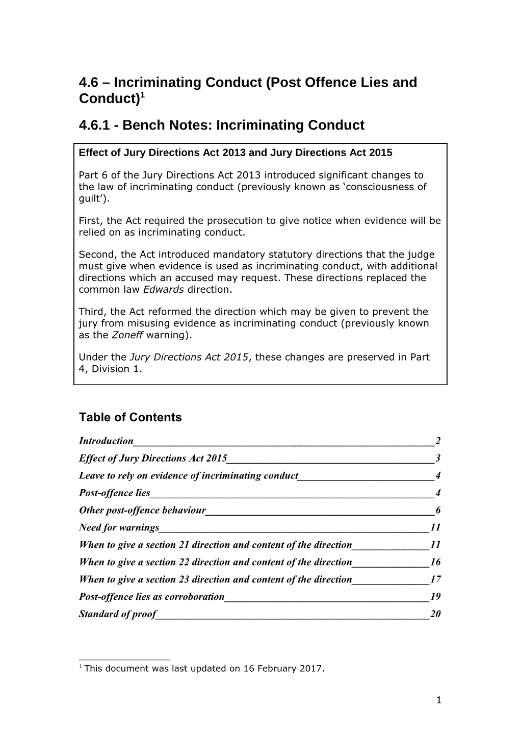 4.6.1 - Bench Notes: Incriminating Conduct