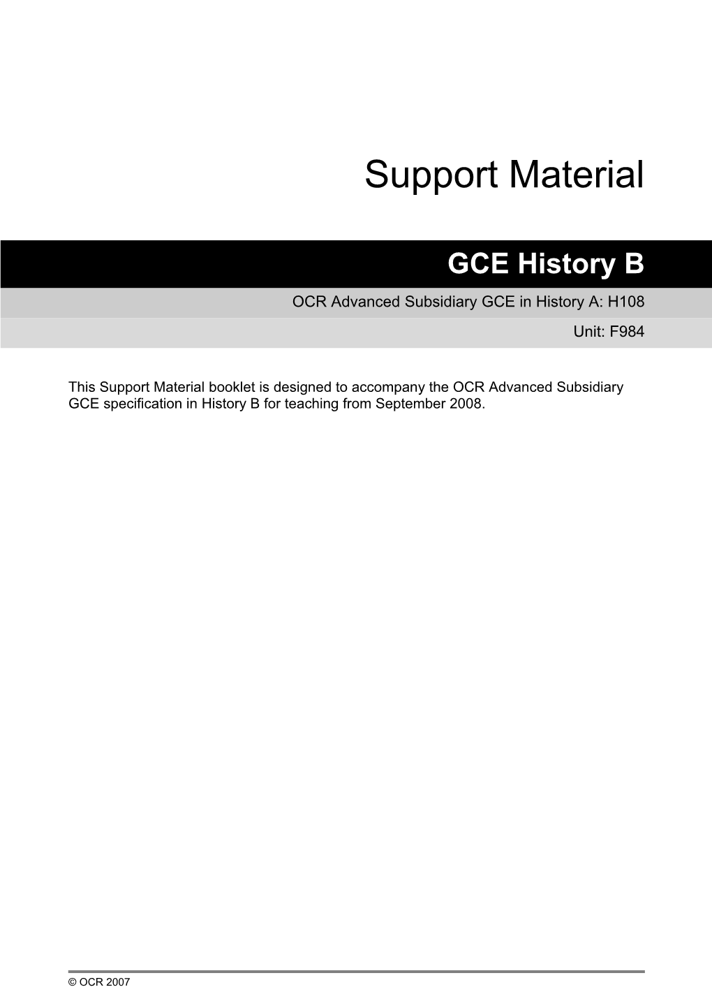 OCR Advanced Subsidiary GCE in History A: H108
