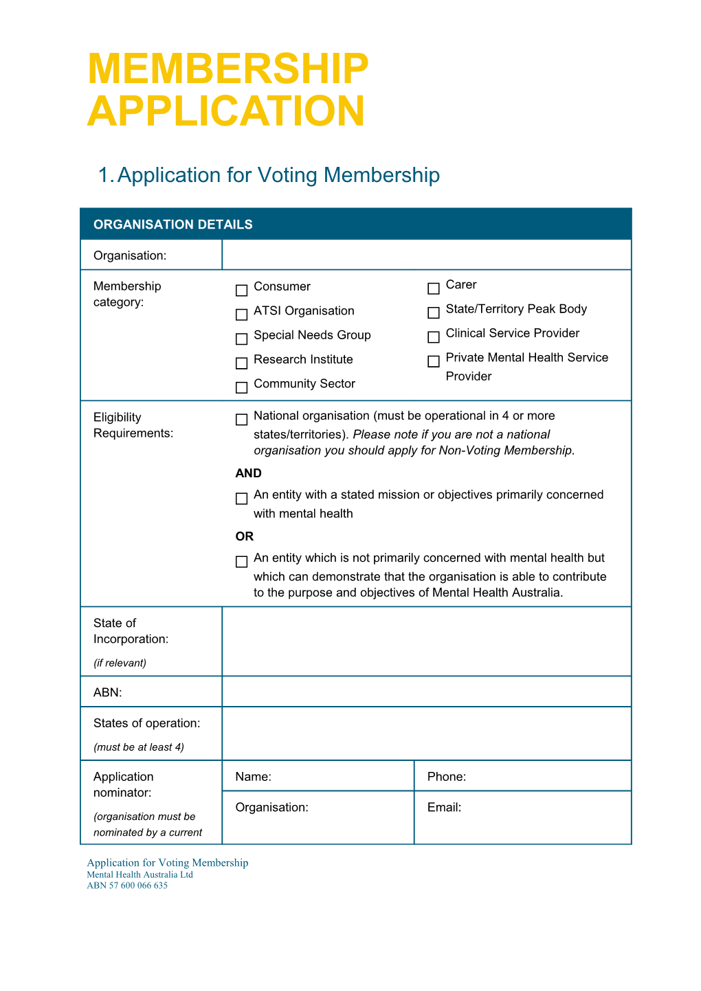 Application for Voting Membership