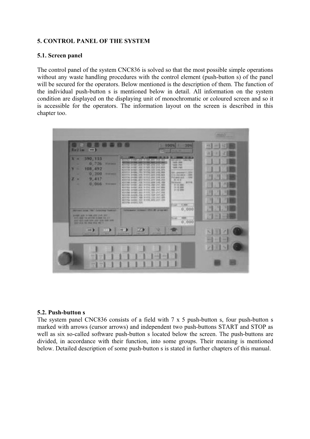 5. Control Panel of the System