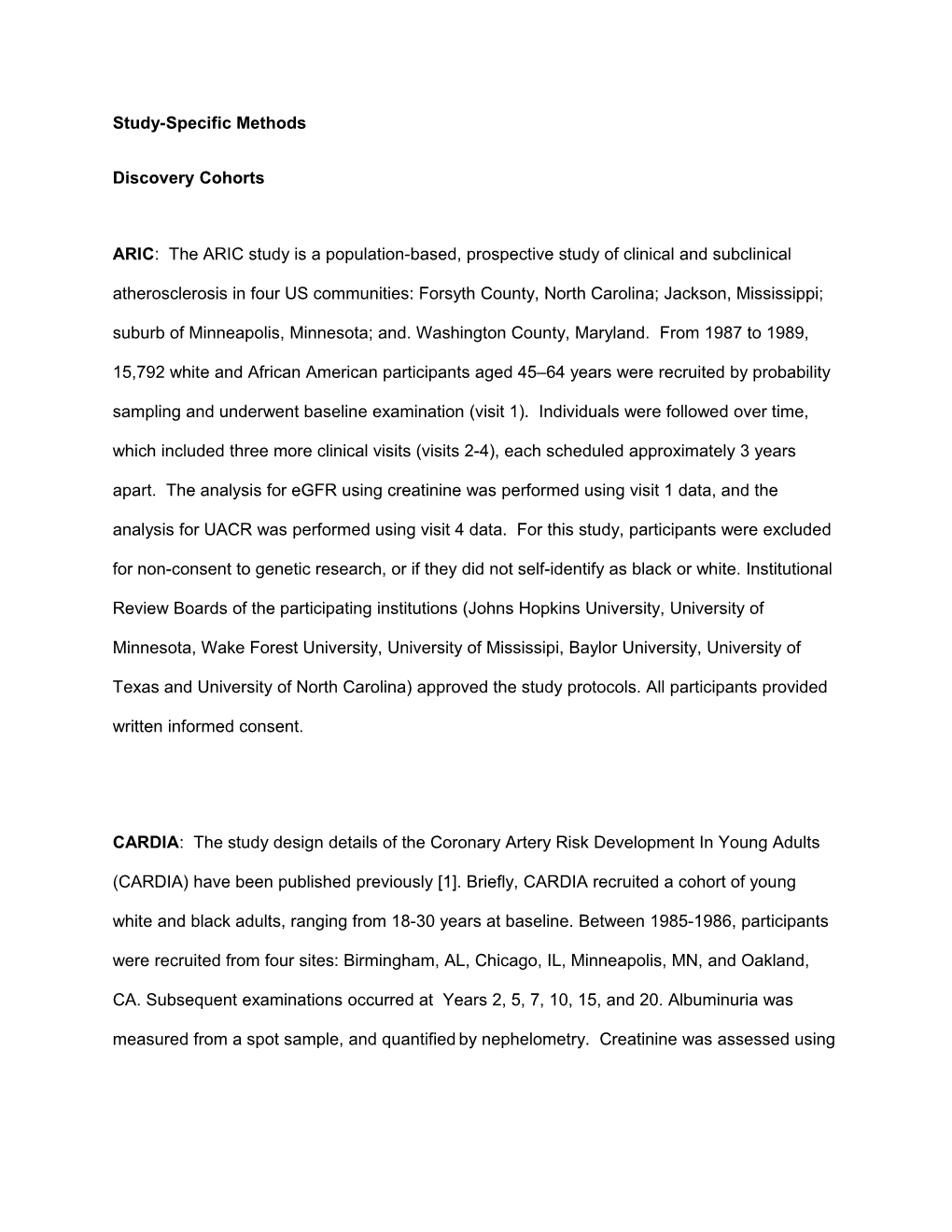 Study-Specific Methods