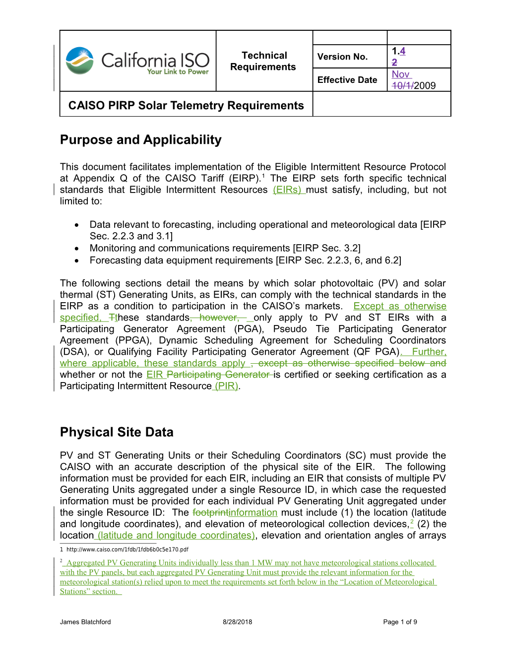 ISO PIRP Solar Technical Requirements - Revision 4