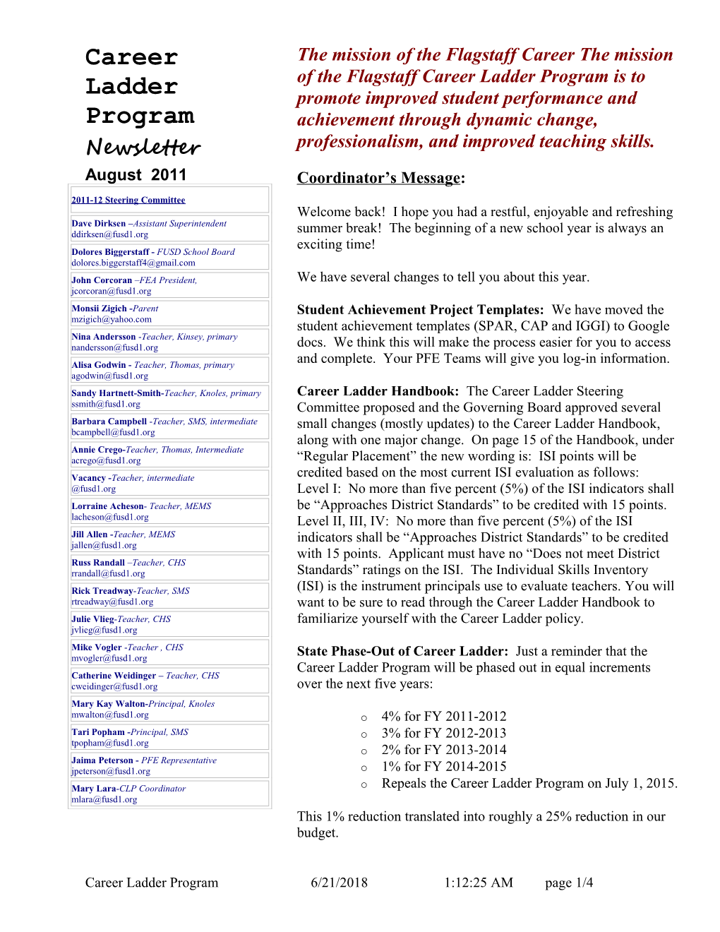 Program Newsletter