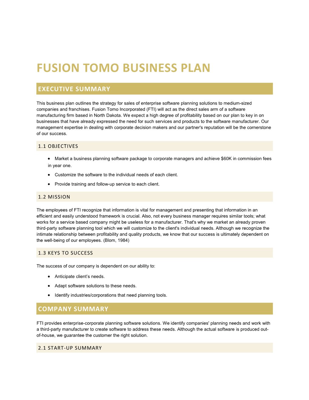 FTI Business Plan