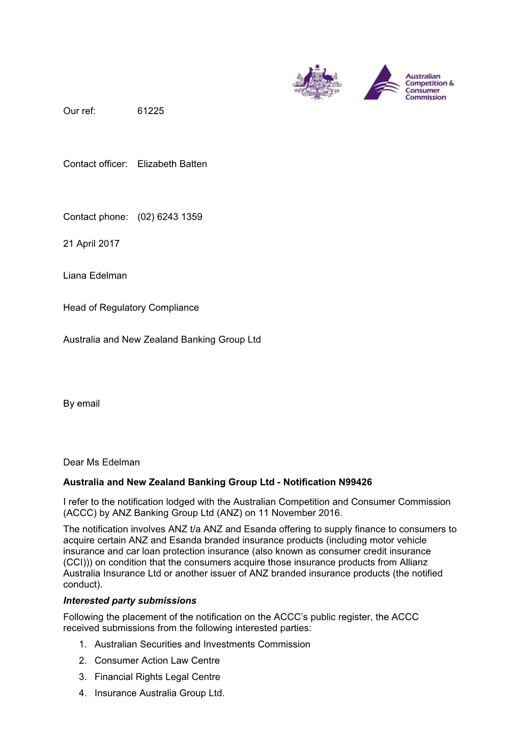 ACCC Generic Letterhead 25 JUNE 2015