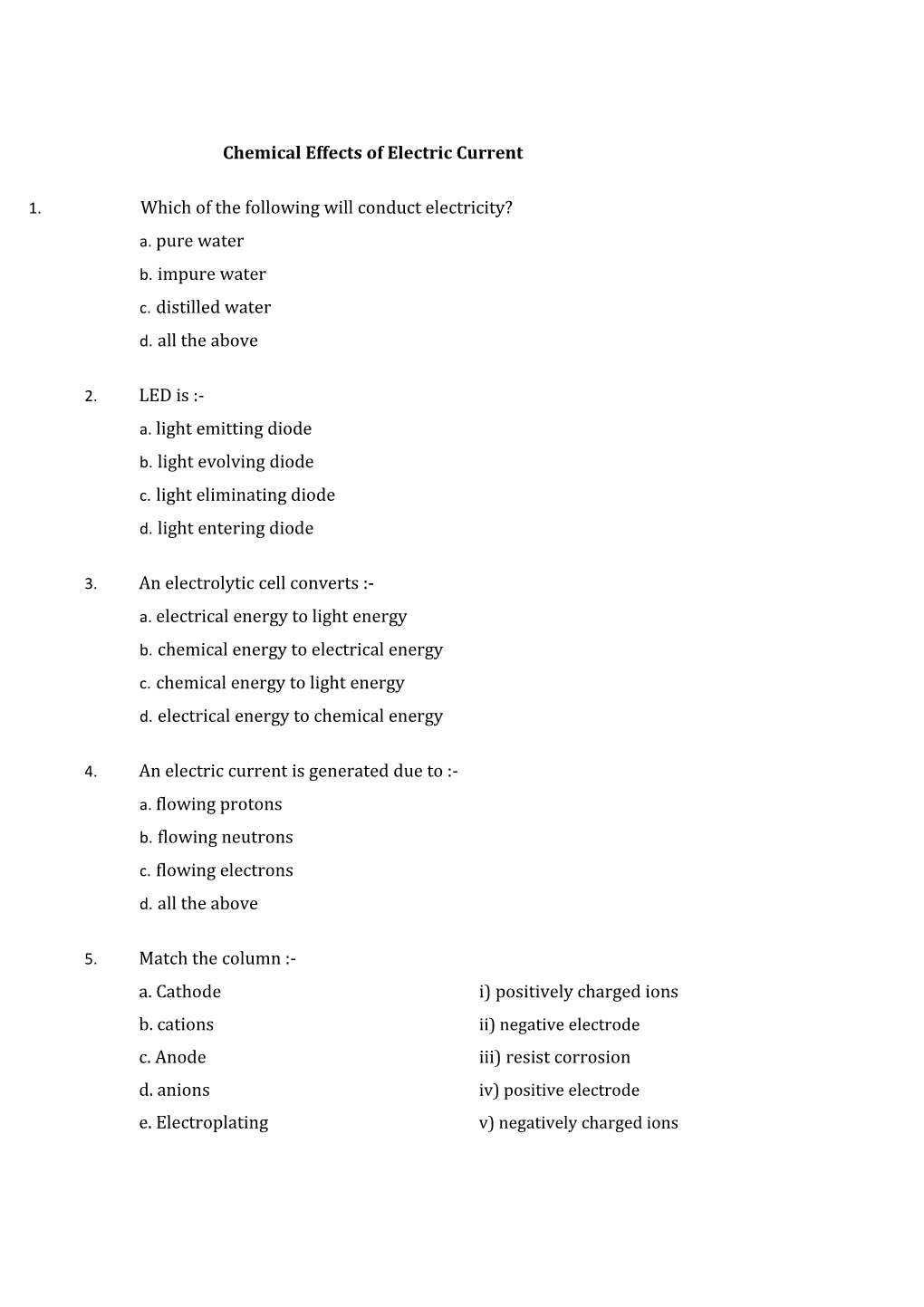 Chemical Effects of Electric Current