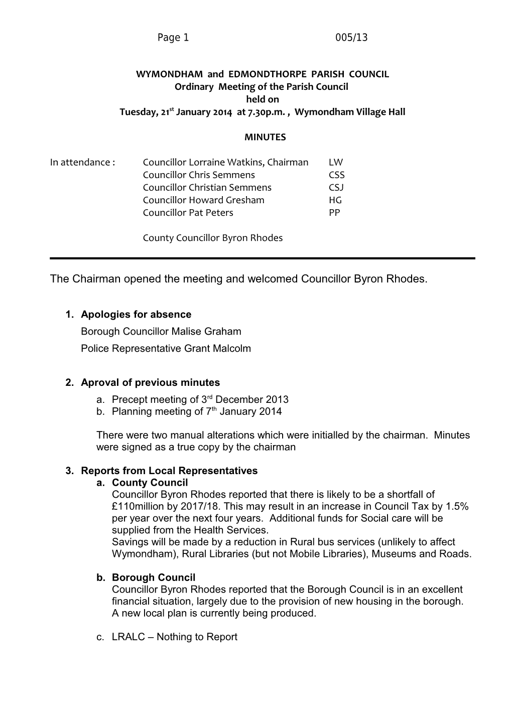 WYMONDHAM and EDMONDTHORPE PARISH COUNCIL