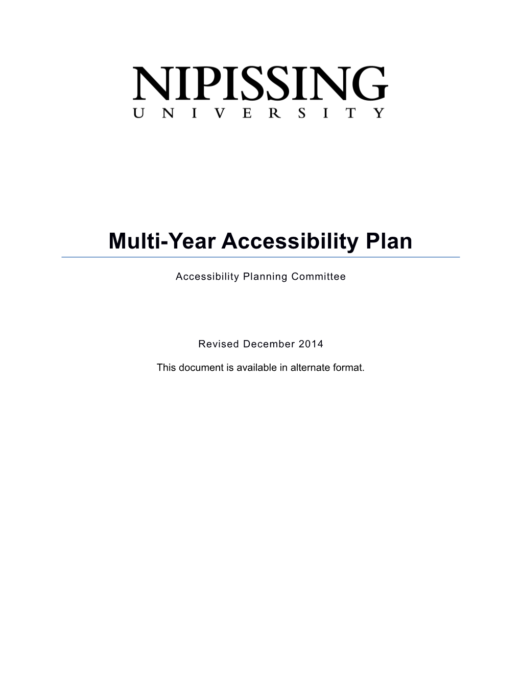 Multi-Year Accessibility Plan