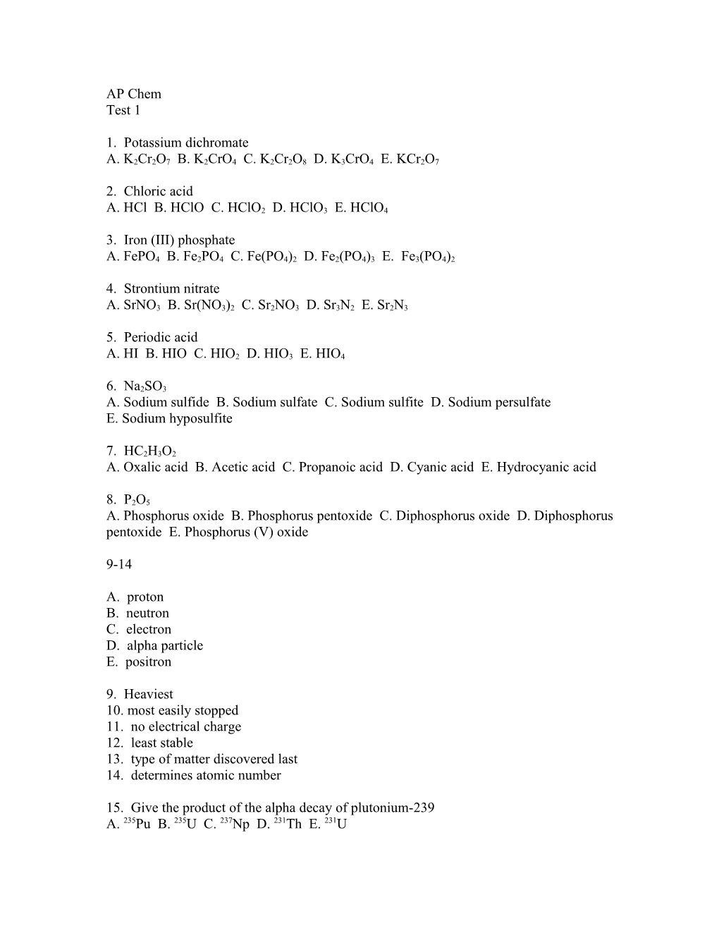 1. Potassium Dichromate