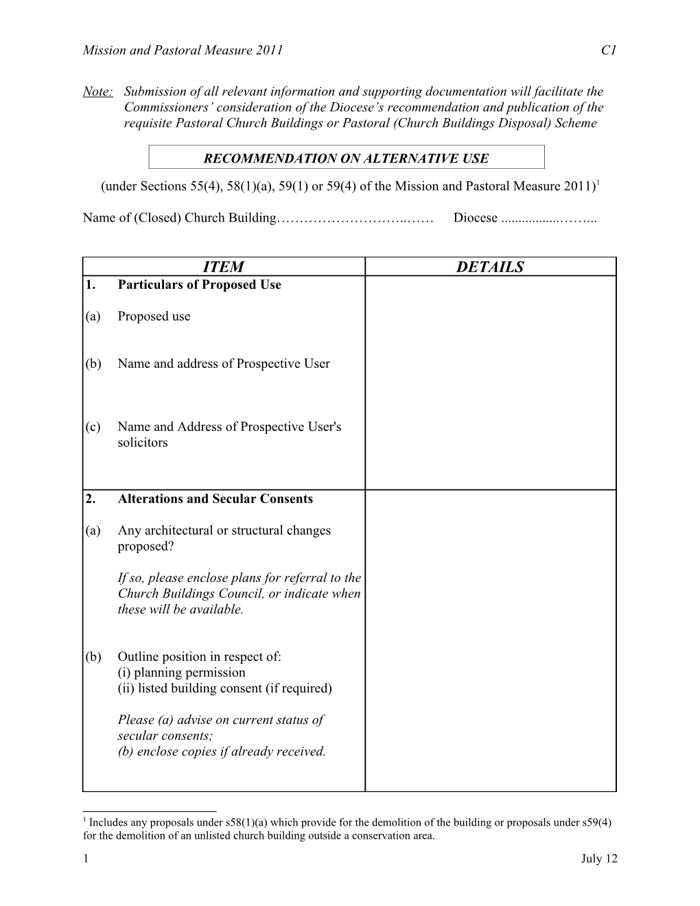 Mission and Pastoral Measure 2011C1