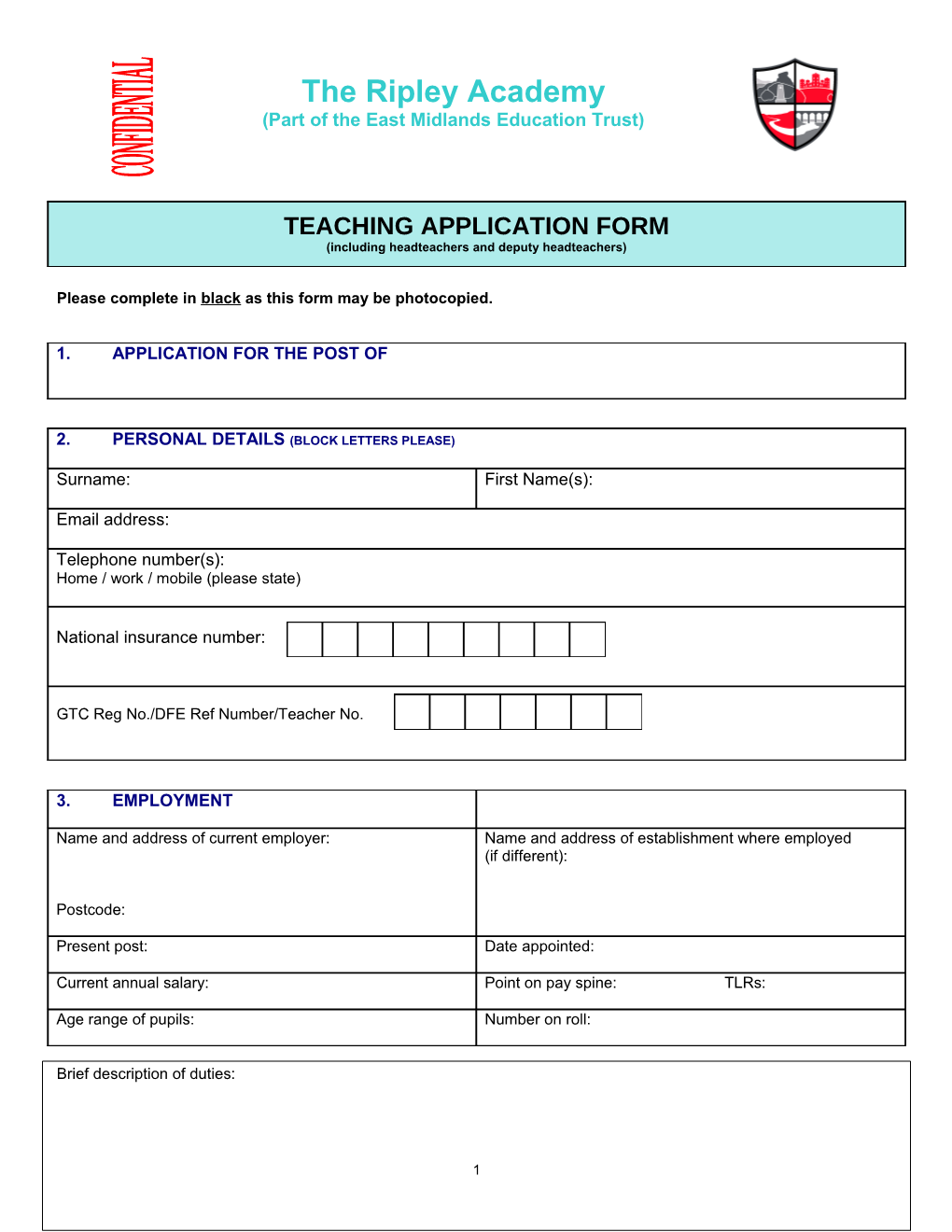 Please Complete in Black As This Form May Be Photocopied