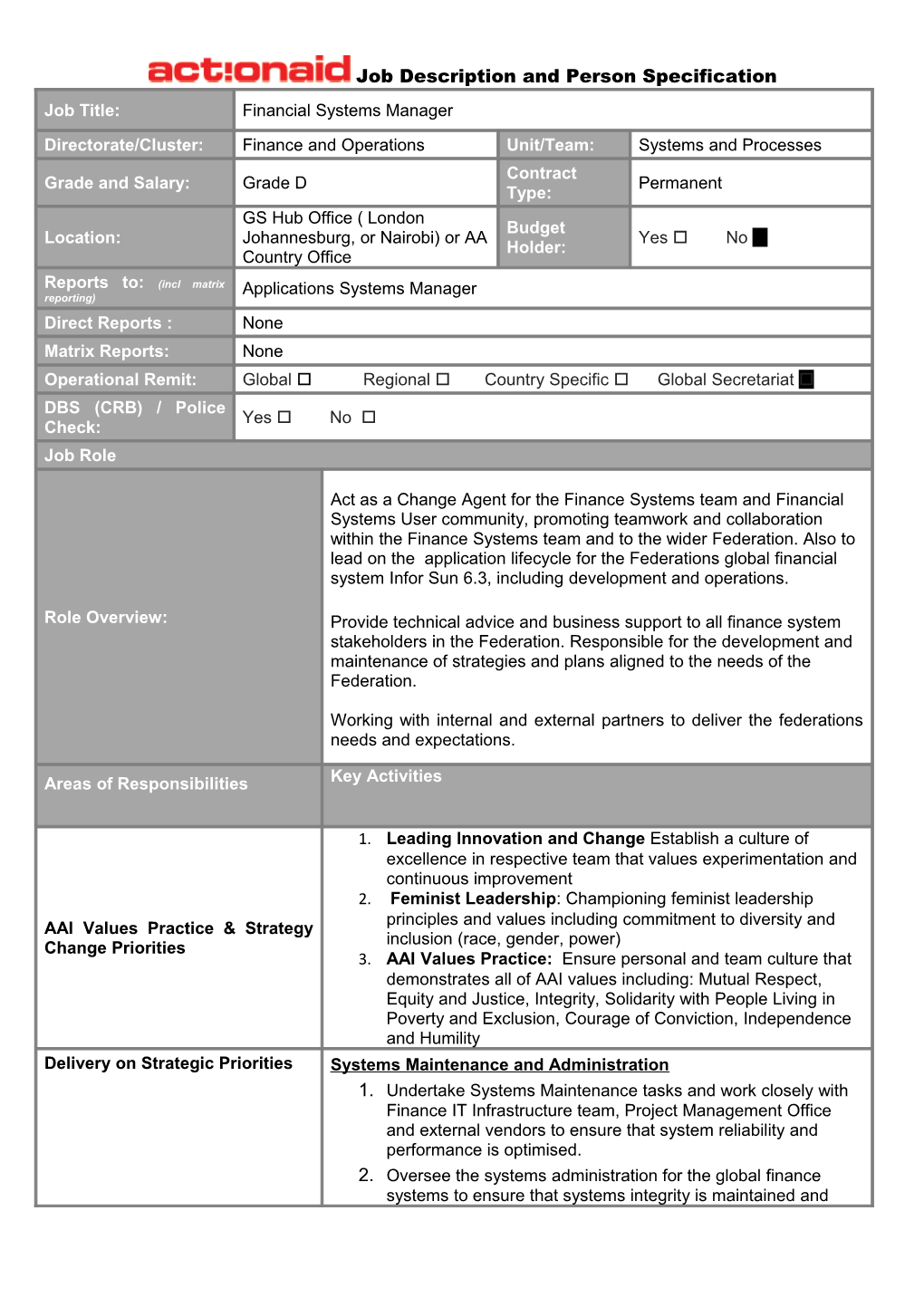 G: Eworking HCAS Client Action Aid IPE Project Client Draft Job Descriptions AAI JD SLT
