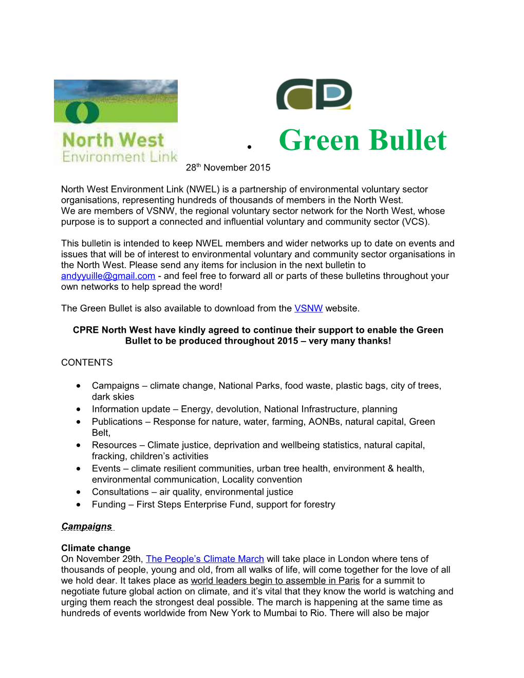 The Green Bullet Is Also Available to Download from the Vsnwwebsite