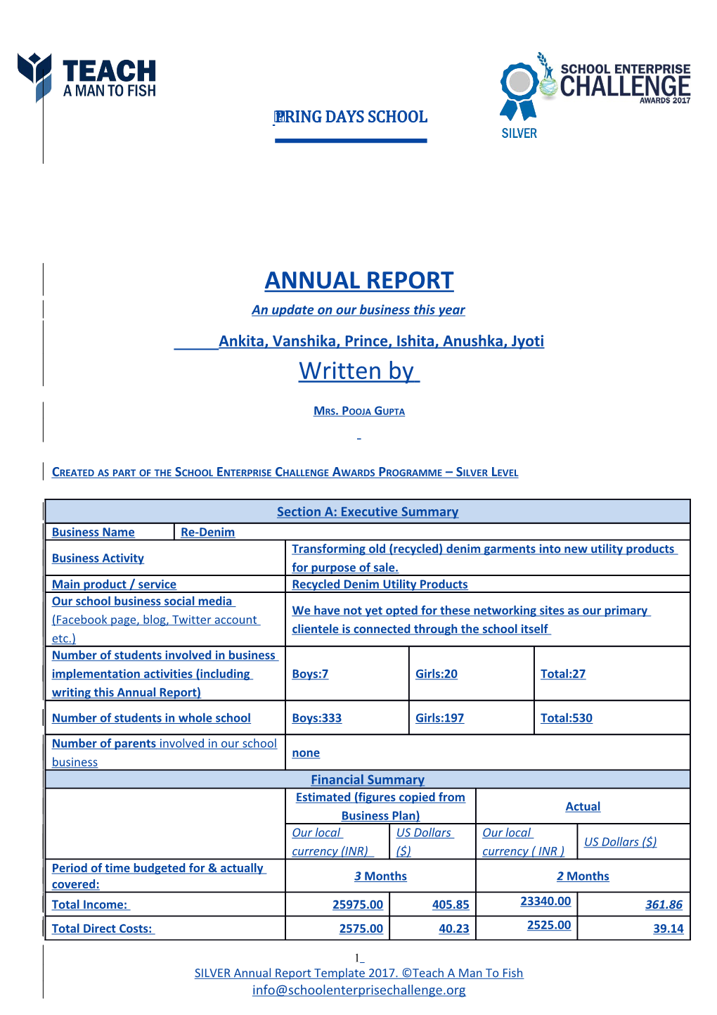 School Enterprise Challenge Business Idea Template s1