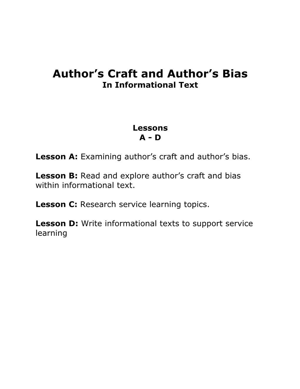 Author S Craft and Author S Bias