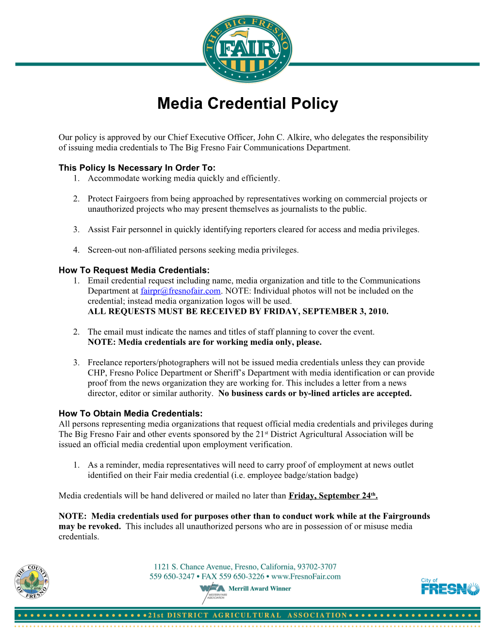 Media Credential Policy