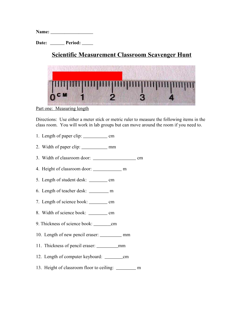 Title: Measurement Scavenger Hunt