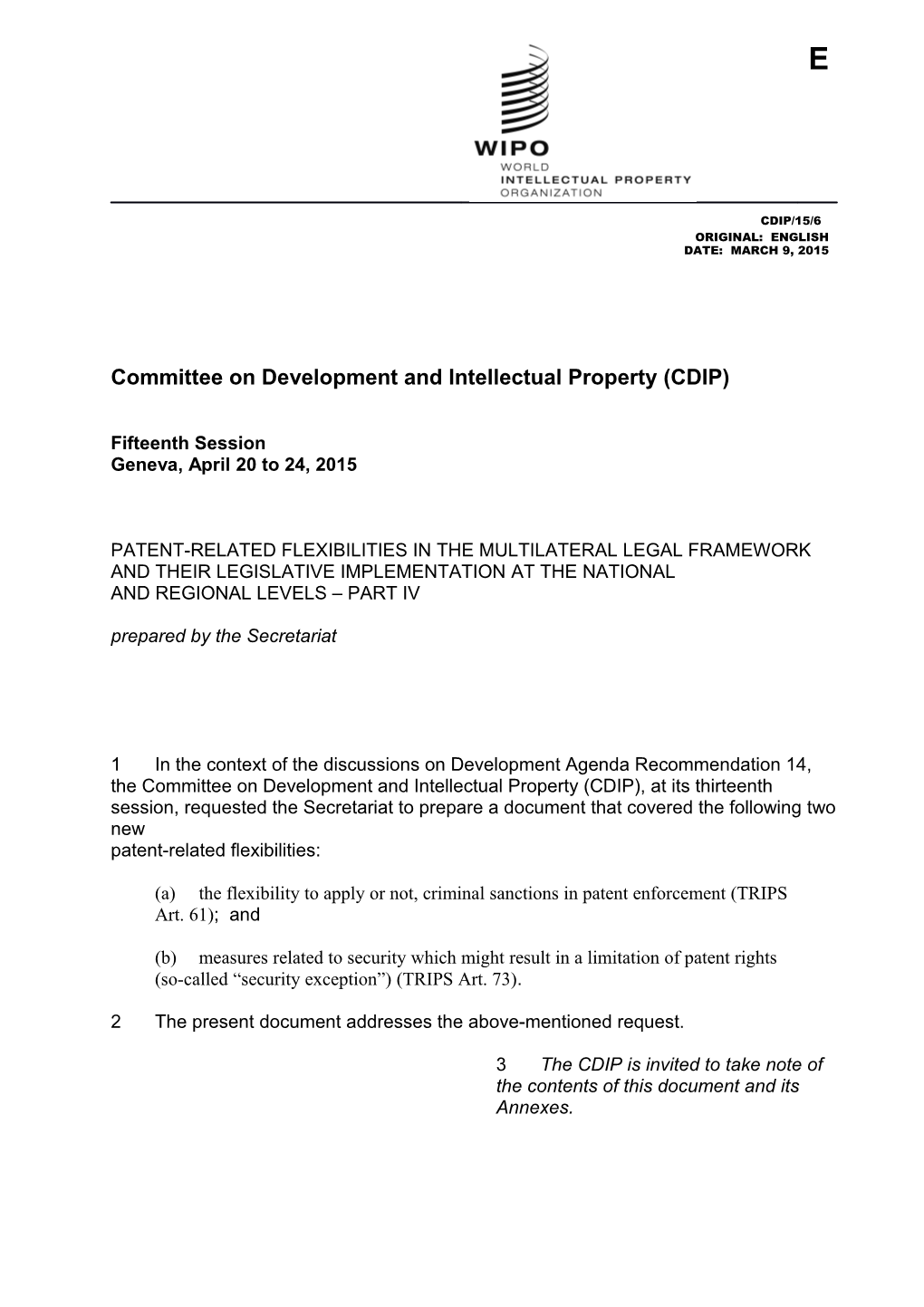 Committee on Development and Intellectual Property (CDIP) s5