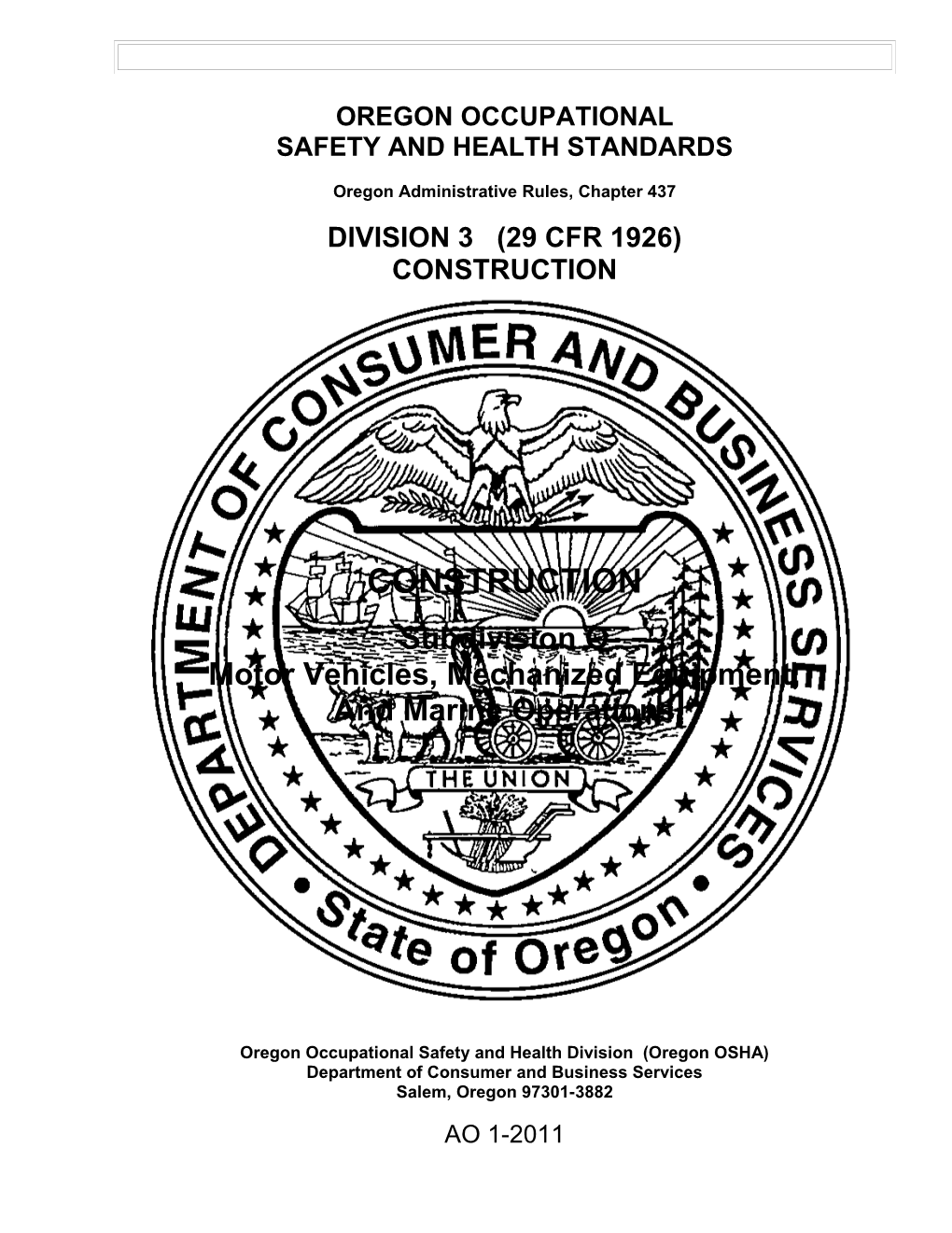 Motor Vehicles, Mechanized Equipment, and Marine Operations