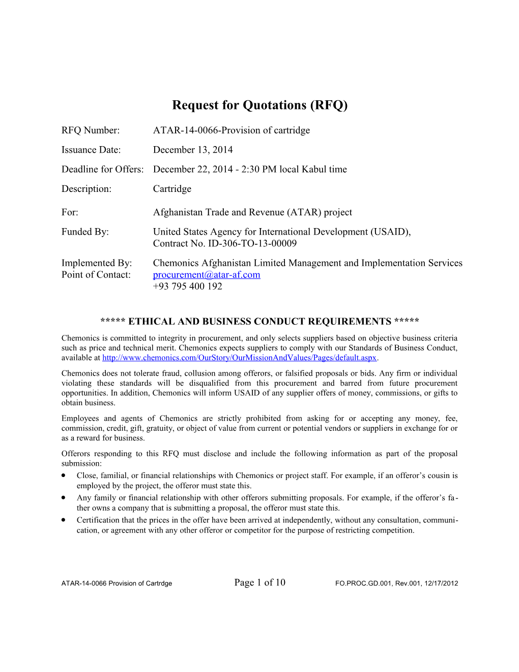 Request for Quotations (RFQ) s4