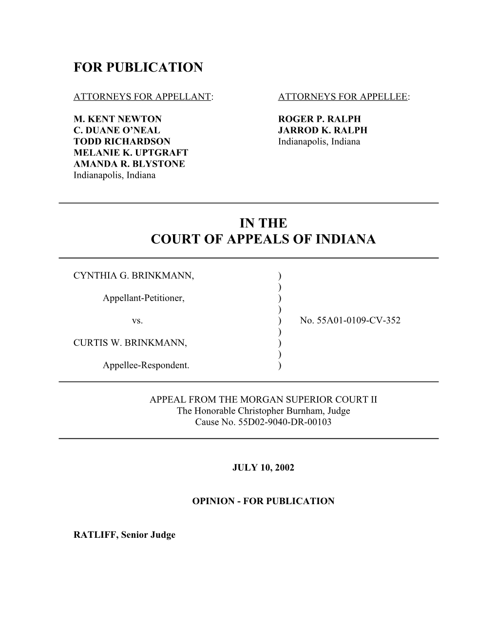 Attorneys for Appellant: Attorneys for Appellee s3