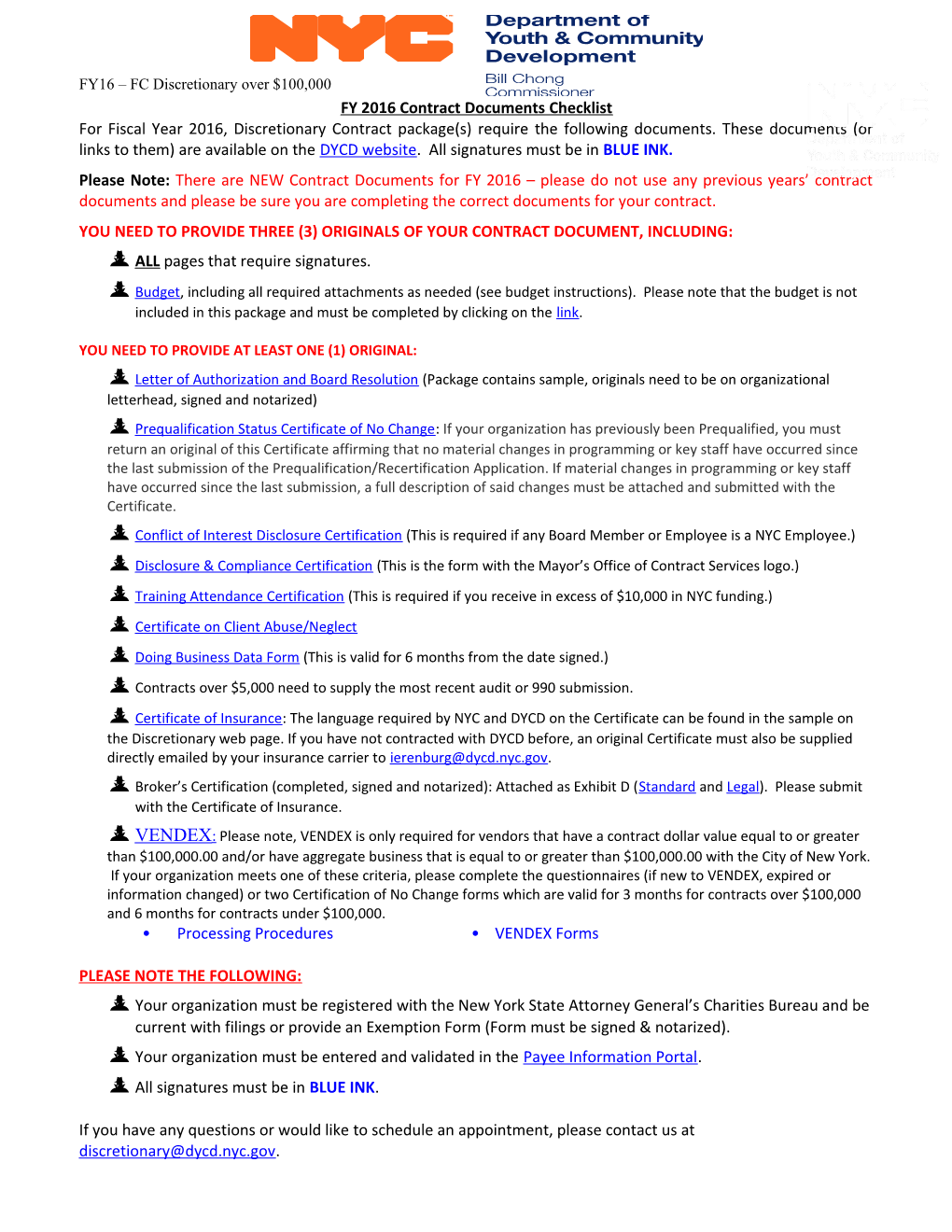 You Need to Provide Three (3) Originals of Your Contract Document, Including