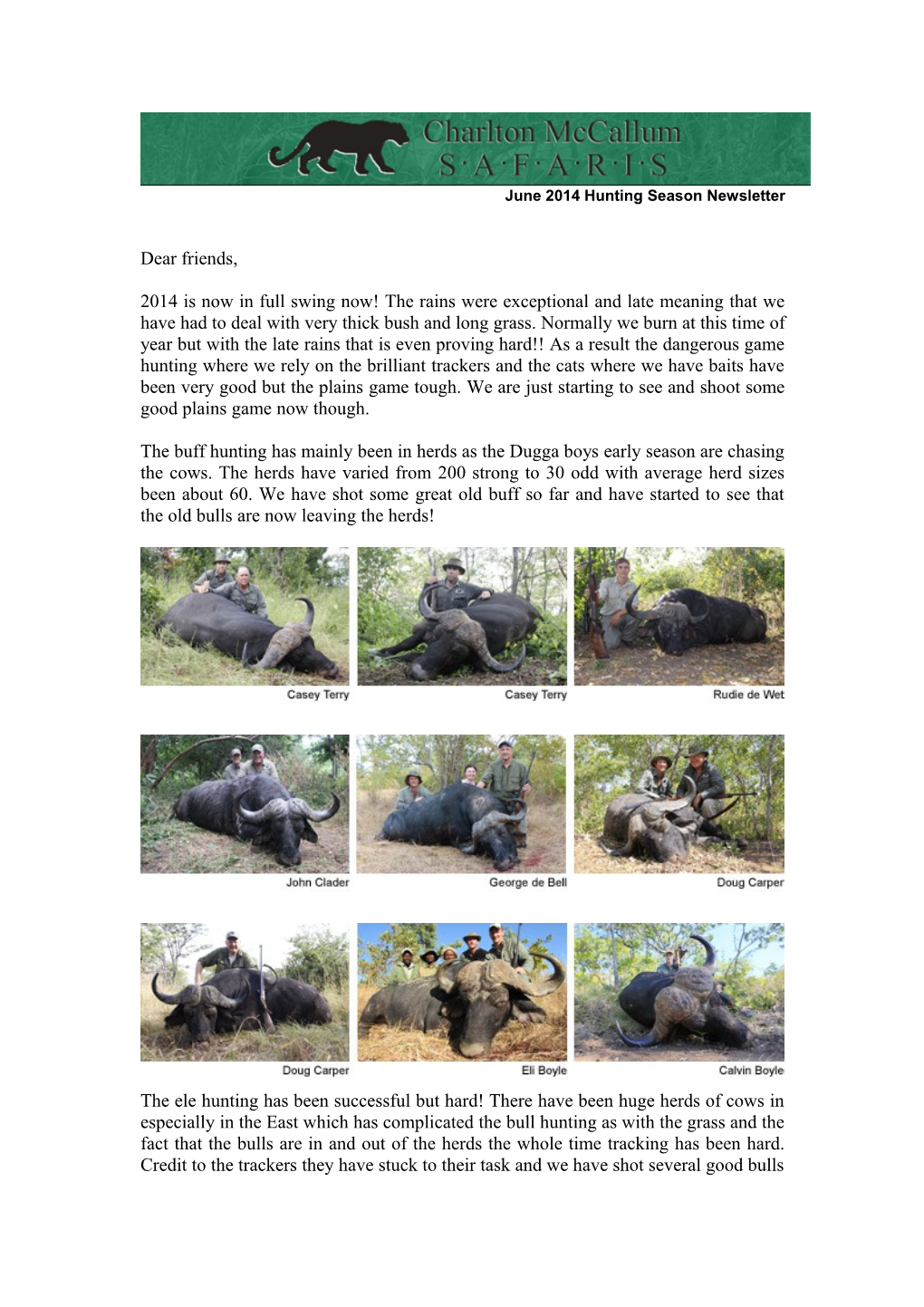 June 2014 Hunting Season Newsletter