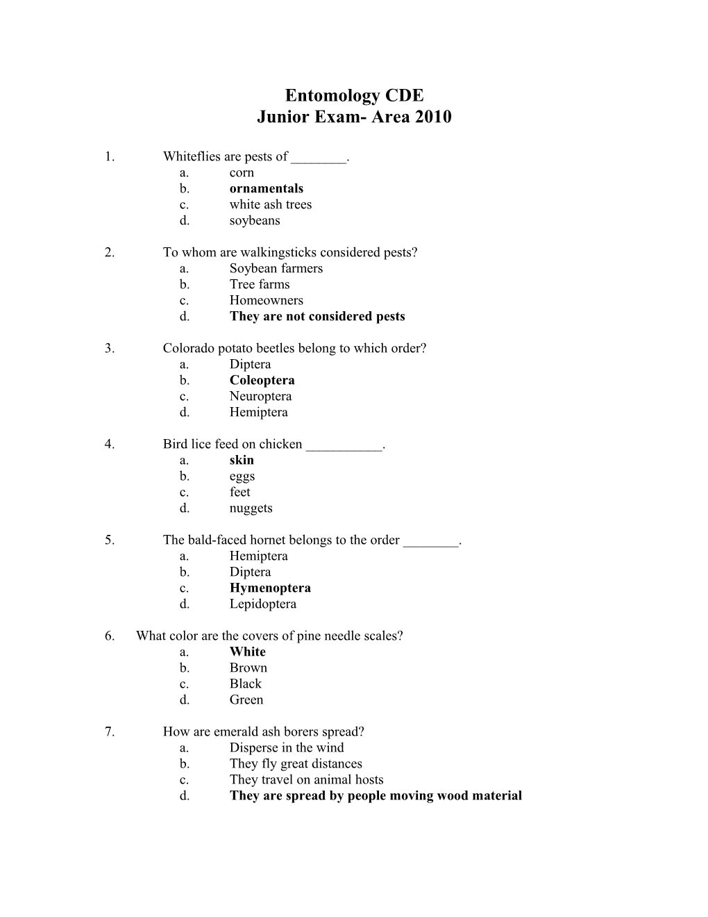 Junior Exam- County 2010