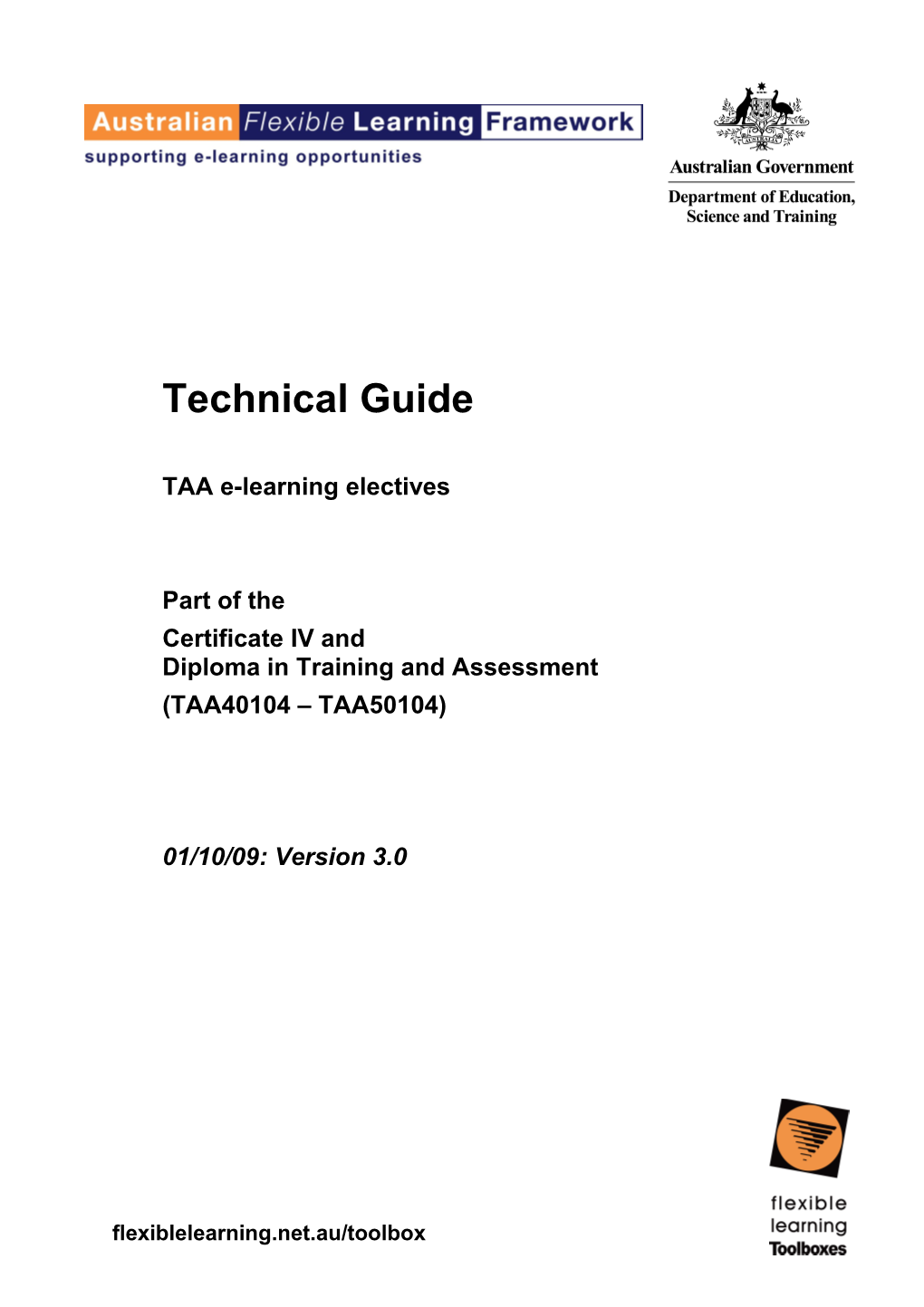TAA E-Learning Electives Toolbox (V3.0) Technical Guide