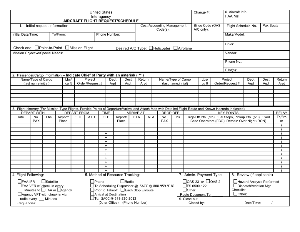 Aircraft Flight Request/Schedule