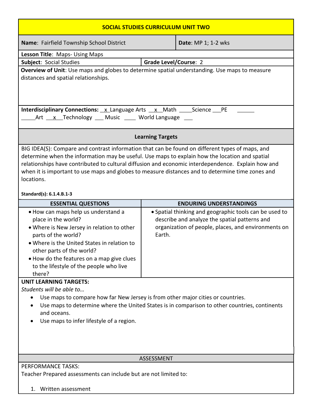 ___ GRADE LAL UNIT ONE LESSON PLAN (Domain)