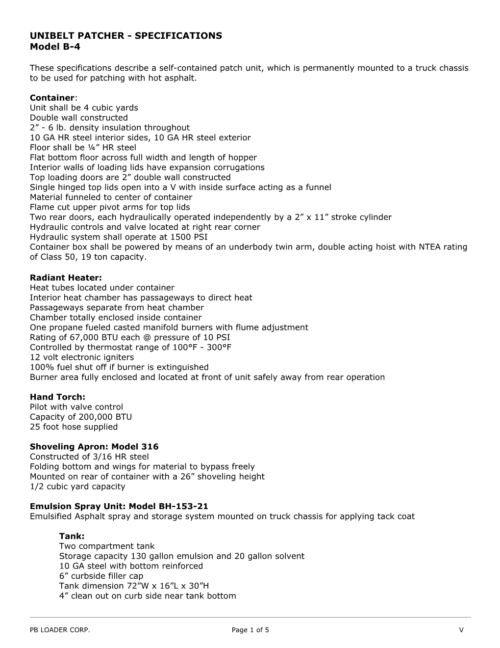 Truck Mounted Loader - Specifications s1