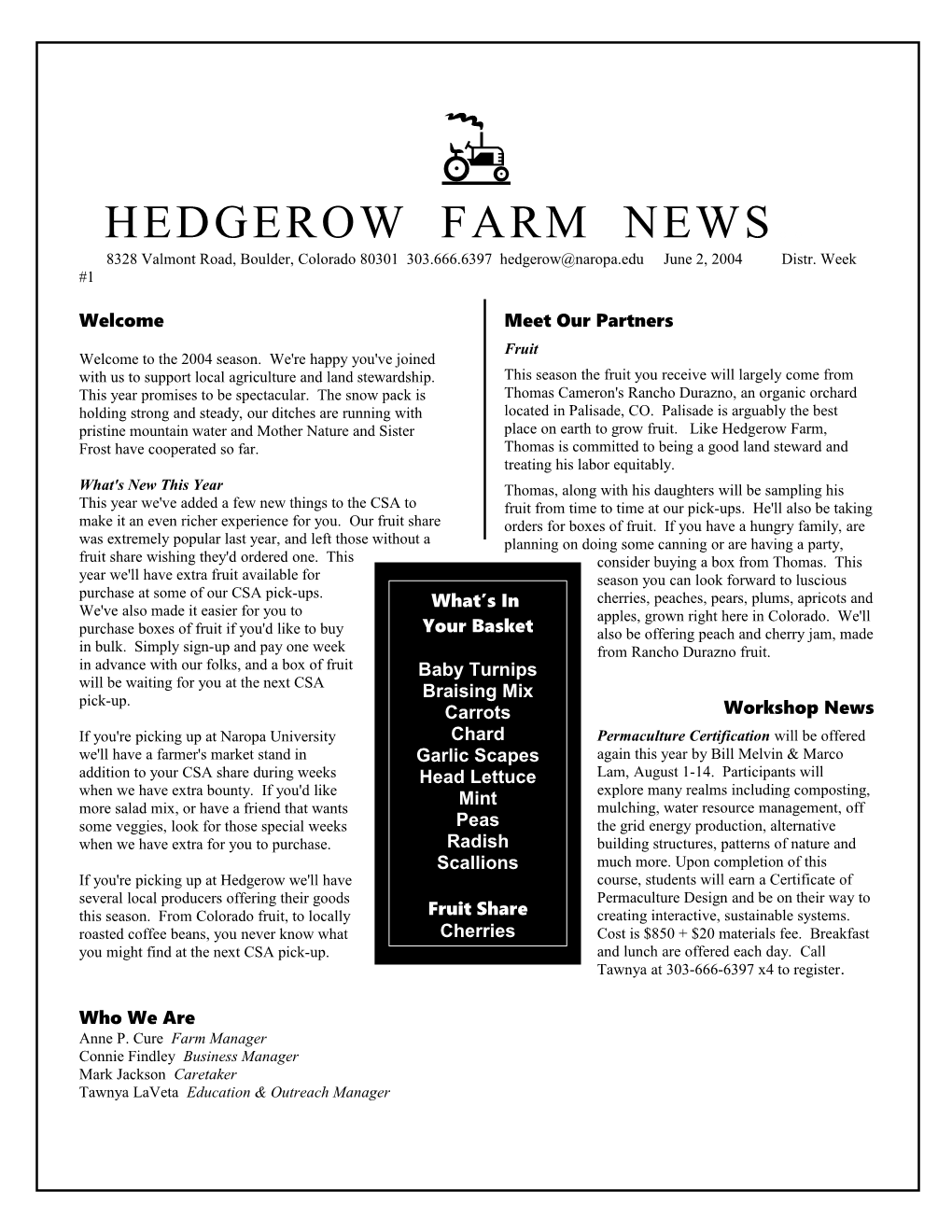 Hedgerow Farm News