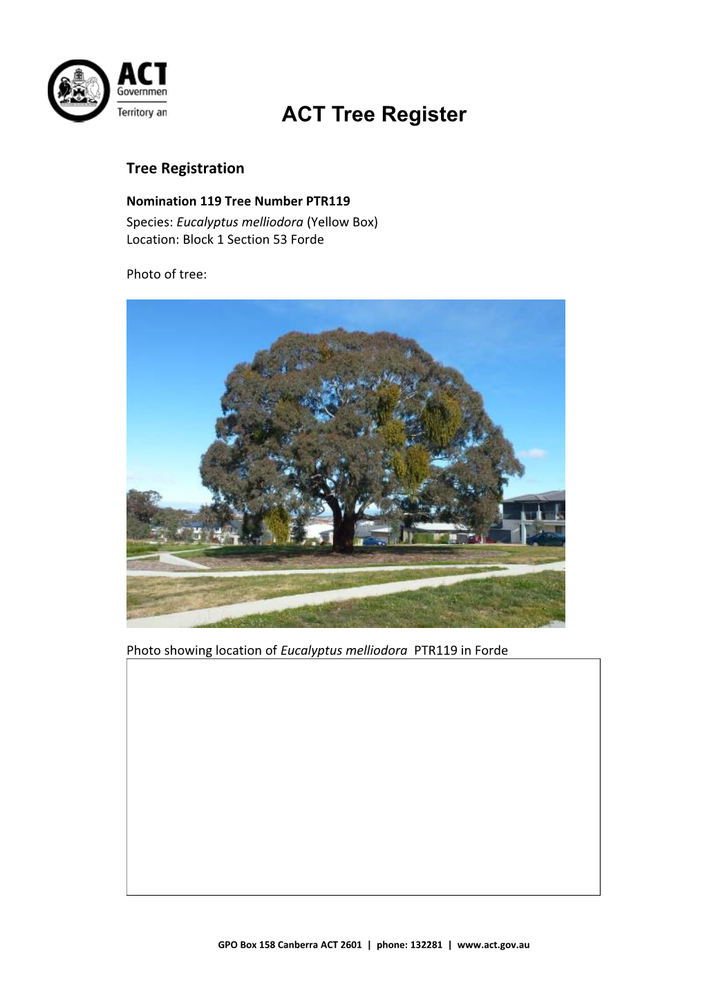 ACT Tree Register PTR 119