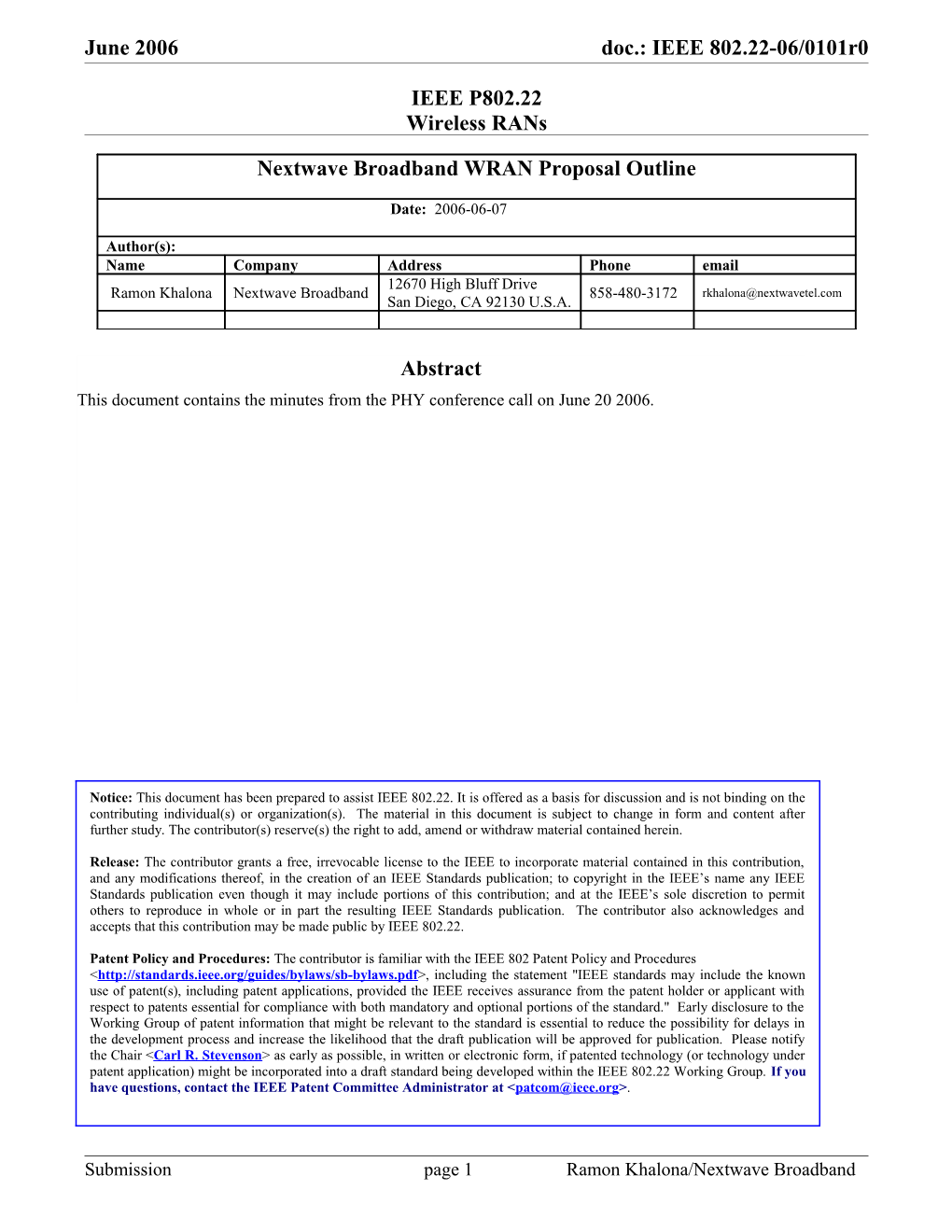 IEEE P802.22 Wireless Rans s11