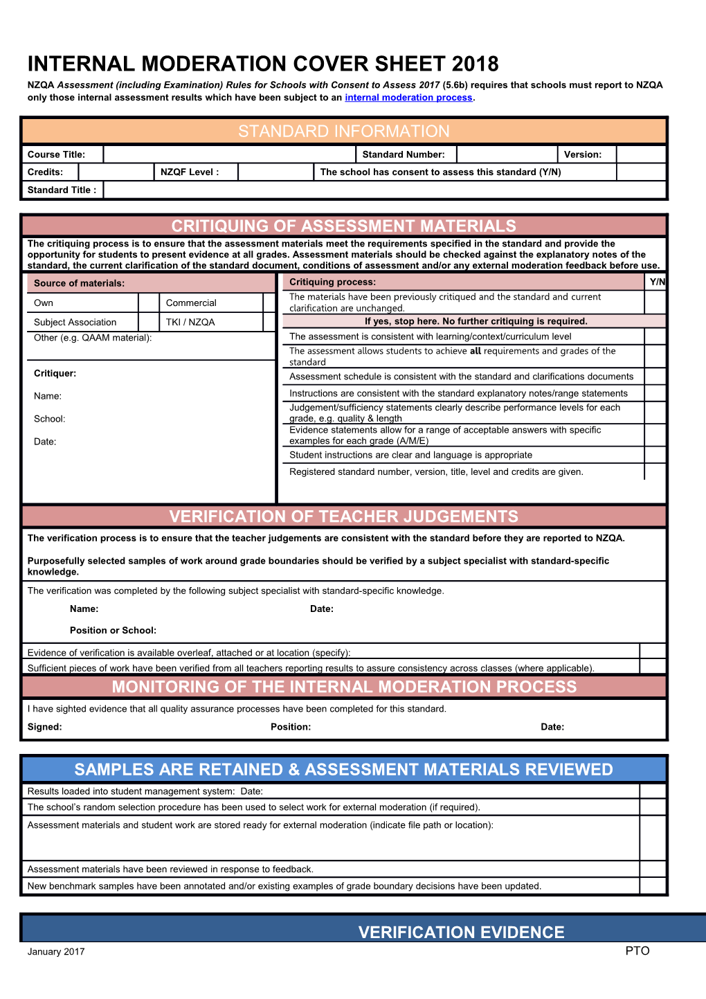 Internal Moderation Cover Sheet 2018