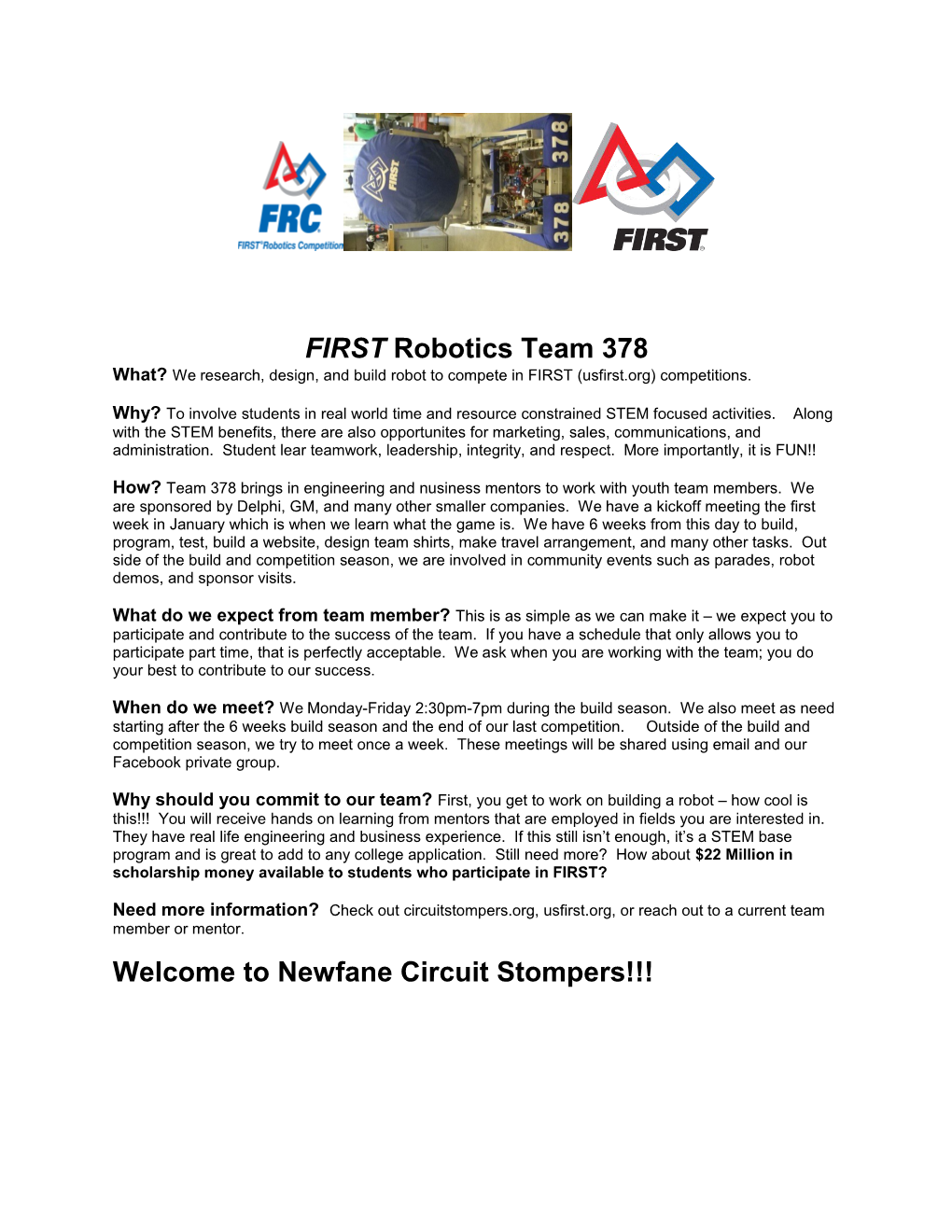 FIRST Robotics Team 378