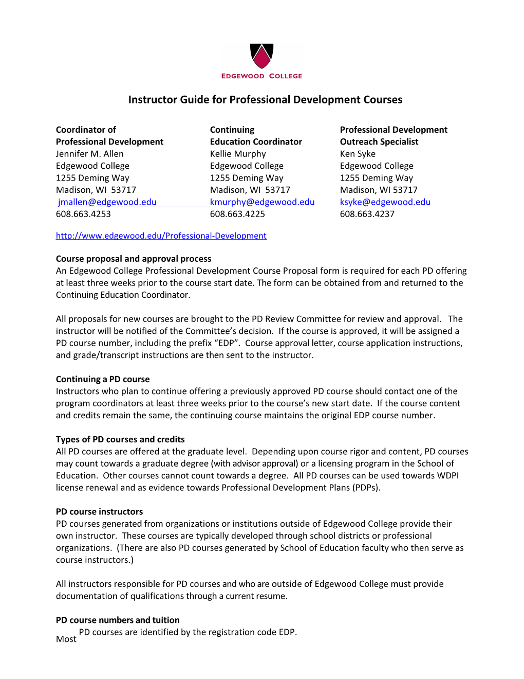 Instructor Guide for Professional Development Courses