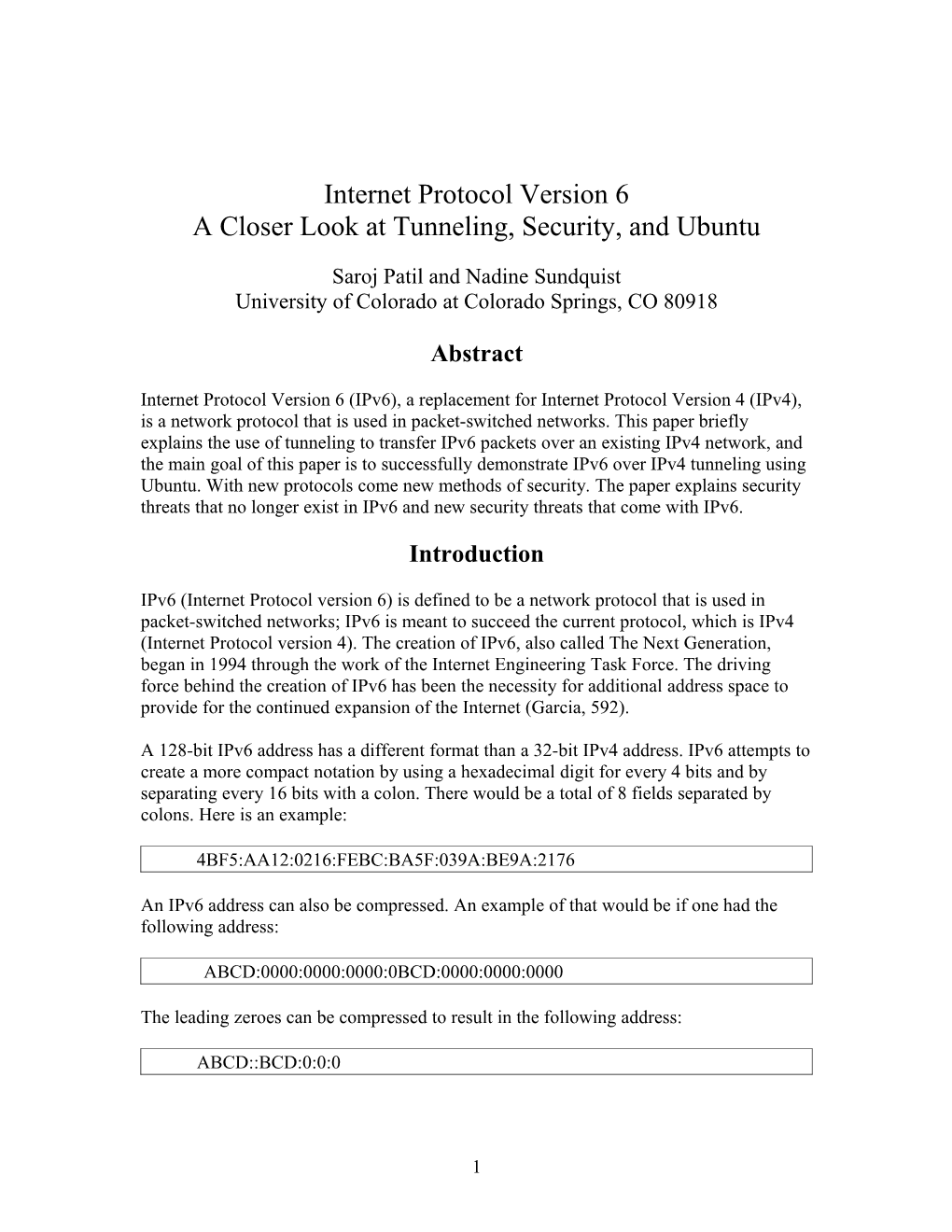 Internet Protocol Version 6