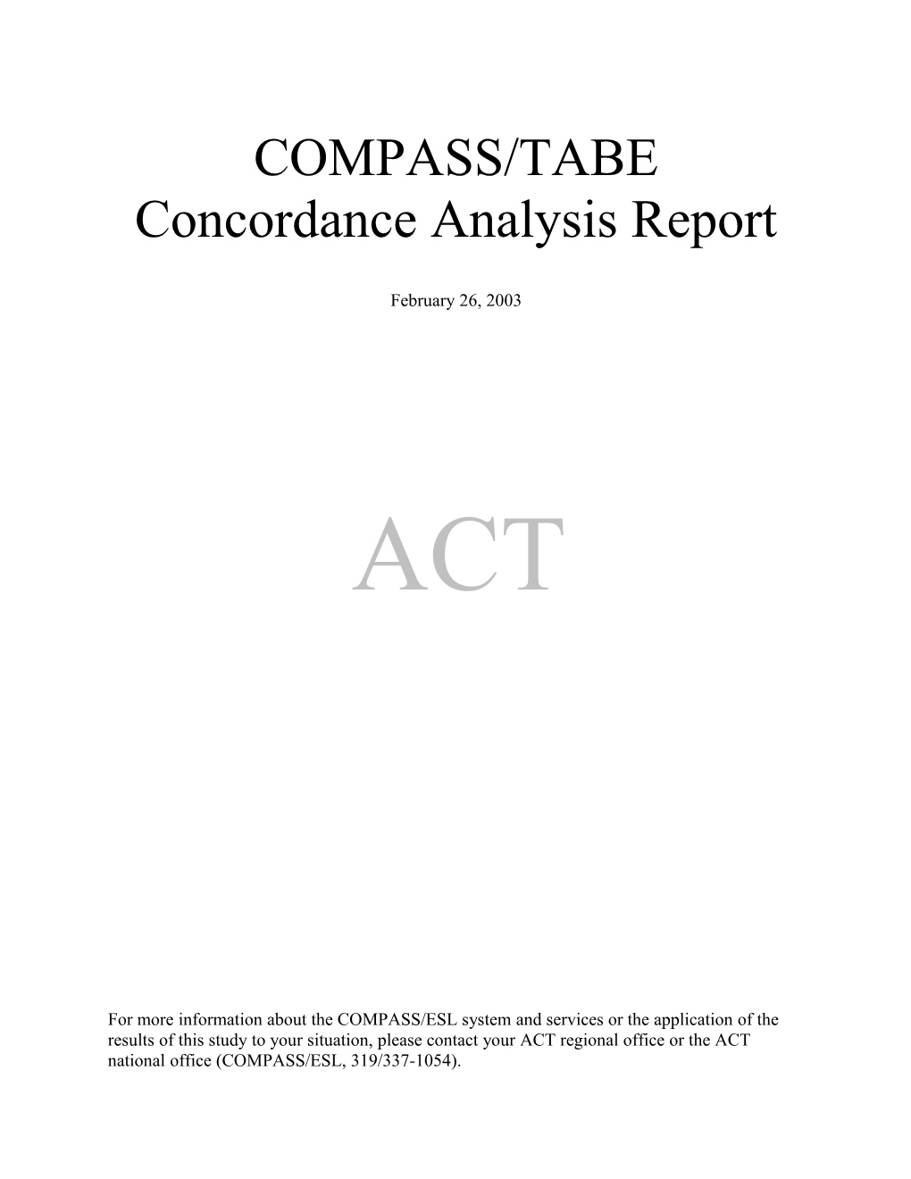 COMPASS/TABE Linkage Report