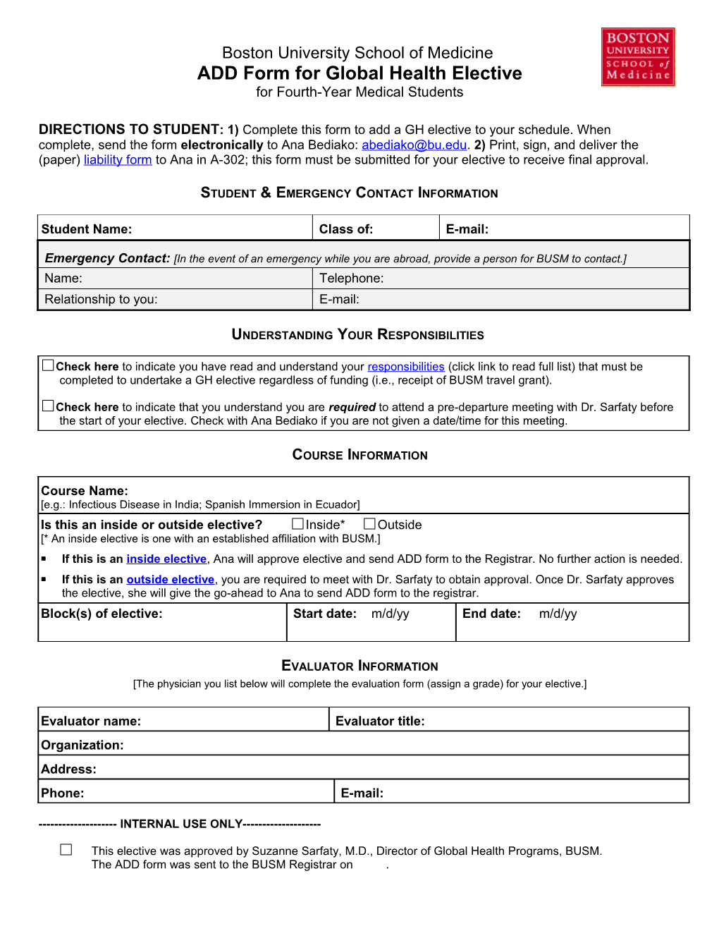 Student &Emergency Contact Information