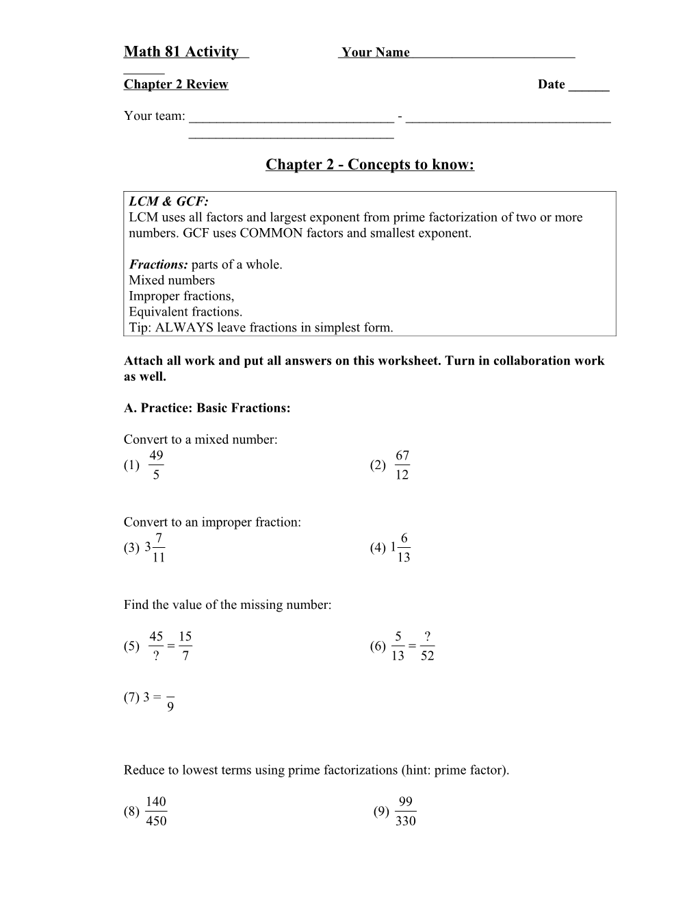Math 84 Review Problems Sections 3